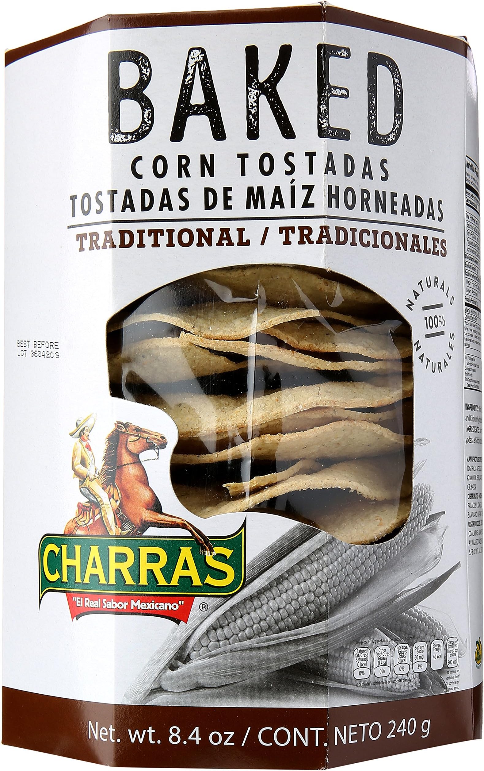 Charras Tostada Bkd Ntrl, 8.5 oz