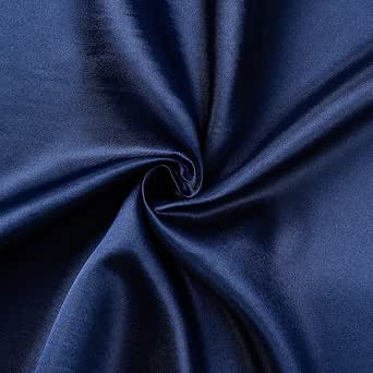 Navy Blue Satin Fabric by the Yard - Silky, Shiny, Soft Satin Cloth for Sewing, Crafts, and Decorations