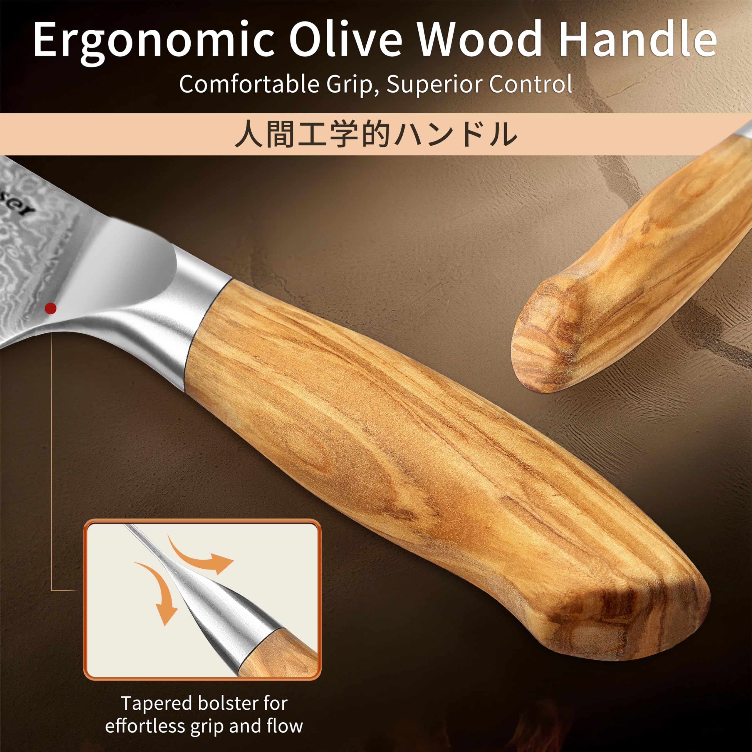 Damascus Chef Knife, 8 Inch Japanese Steel Kitchen Knife — Amazon image 3