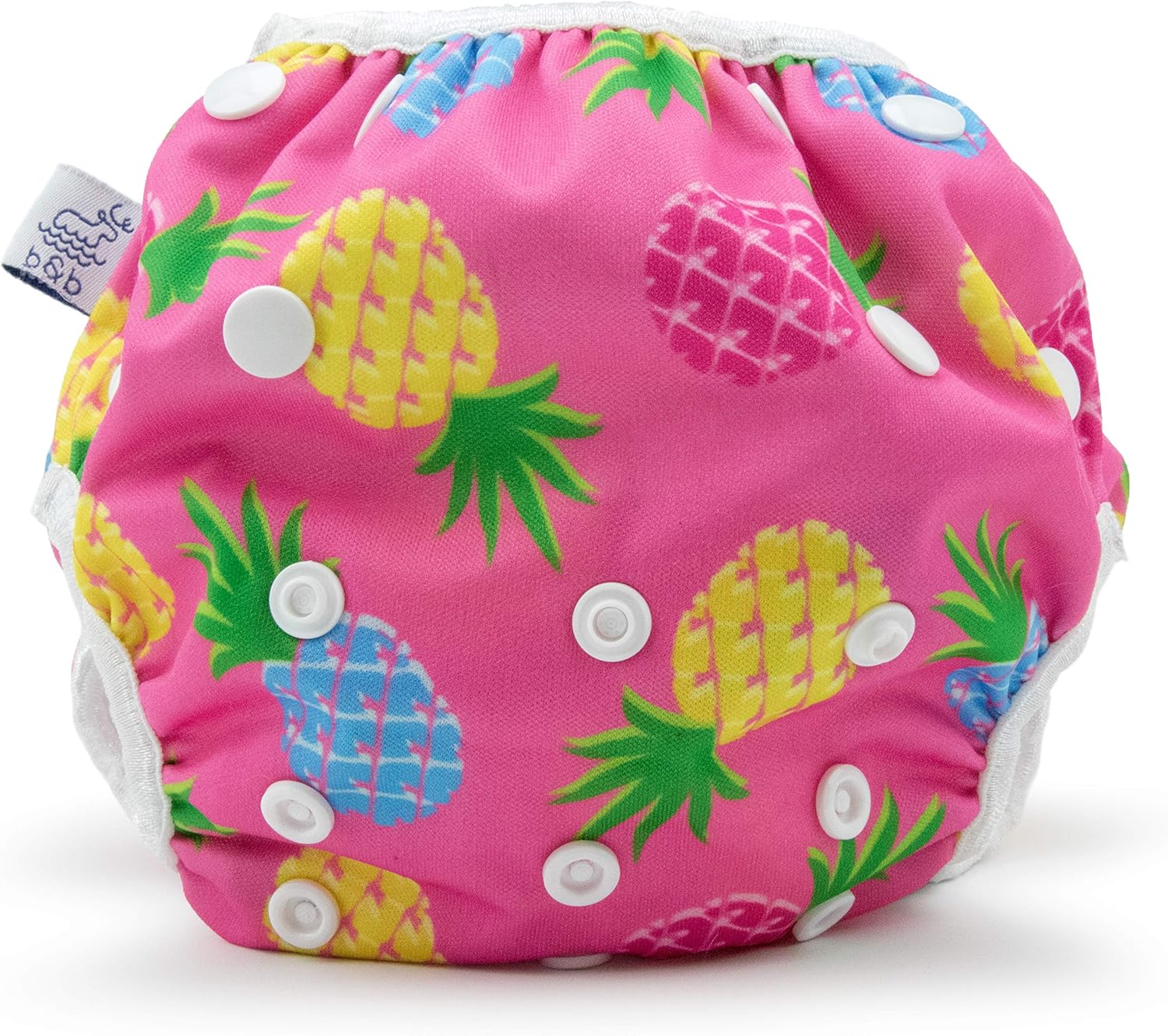 Large Nageuret Reusable Swim Diaper — Adjustable & Stylish Reusable Diapers — Swim Diapers for Toddlers — Sizes 4-6 (30-45lbs) (Pink Pineapples)