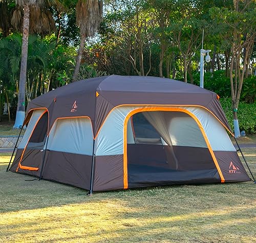 Miniatura 9 de KTT Extra Large Tent 10-12-14 Person(B),Family Cabin Tents,2 Rooms,3 Doors and 3 Windows with Mesh,Straight Wall,Waterproof,Double Layer,Big Tent