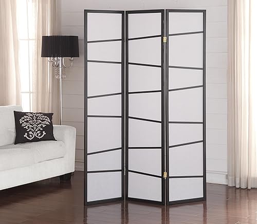 Roundhill Furniture Divisor de habitación con pantalla de 3 paneles, color negro