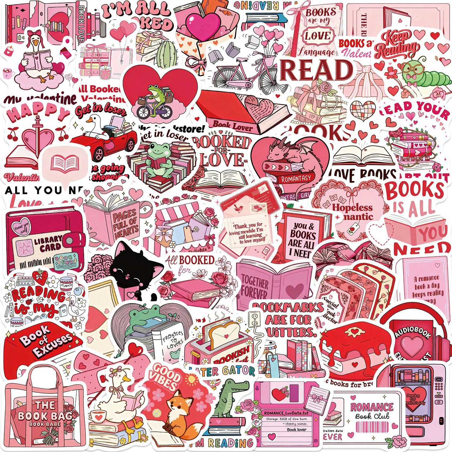 Bric Dodo 50 Pcs Romance Book Stickers Laptop Car Scrapbook Phone Skateboard Suitcase Luggage Bike Bookish Vinyl Waterproof Aesthetic Personalised Stickers For Adults