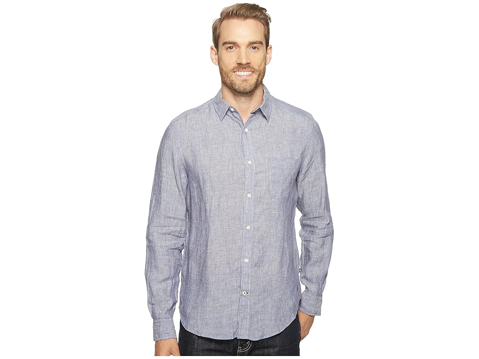 

Nautica Long Sleeve Resort Solid Linen (Blue Indigo) Men's Clothing