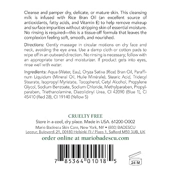 Mario Badescu Cleansing Milk with Carnation, Rice Oil & Vitamin E - No Rinse Liquid Makeup Remover Cleanser with Milky Formula For Skin Care and Gentle Cleansing Experience