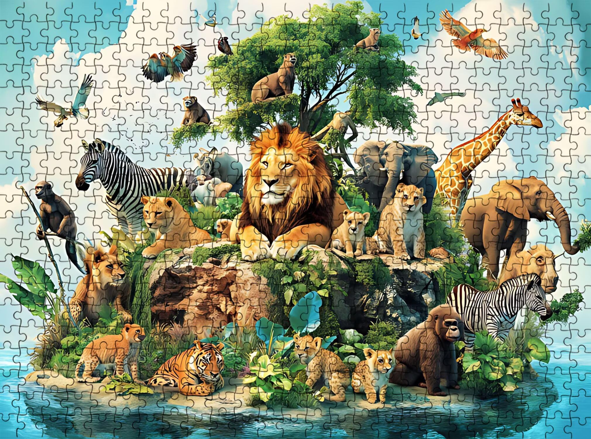 Puzzle 1500 Teile, Holzpuzzle Erwachsene 87 x 57 cm, Kniffliges Denksport Spiel, Großer Puzzlespaß für anspruchsvolle Liebhaber, Familienspiel, Puzzles für Dekor und Geschenk Tier kleine Insel f0-161