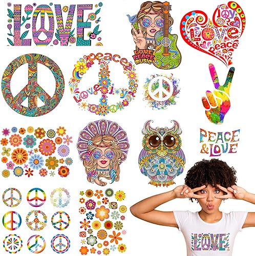 Miniatura 1 de 12 hojas hippie de vinilo de transferencia para planchar para manualidades, lindo parche de bricolaje, hojas de vinilo coloridas, gnomo, coches,
