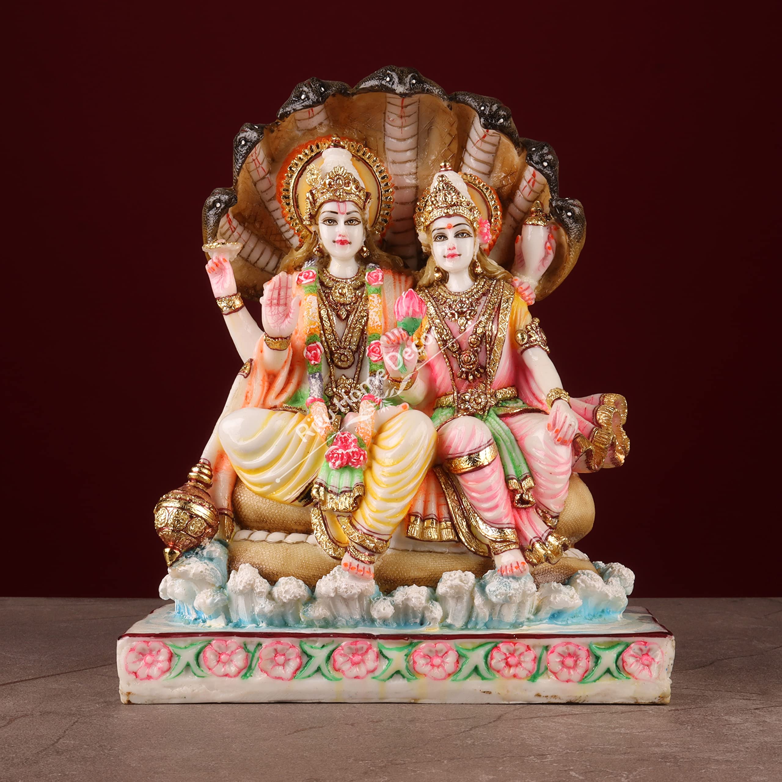 Buy ck to listings Lord Vishnu Lakshmi 10' Statue Marble Dust Bhagwan