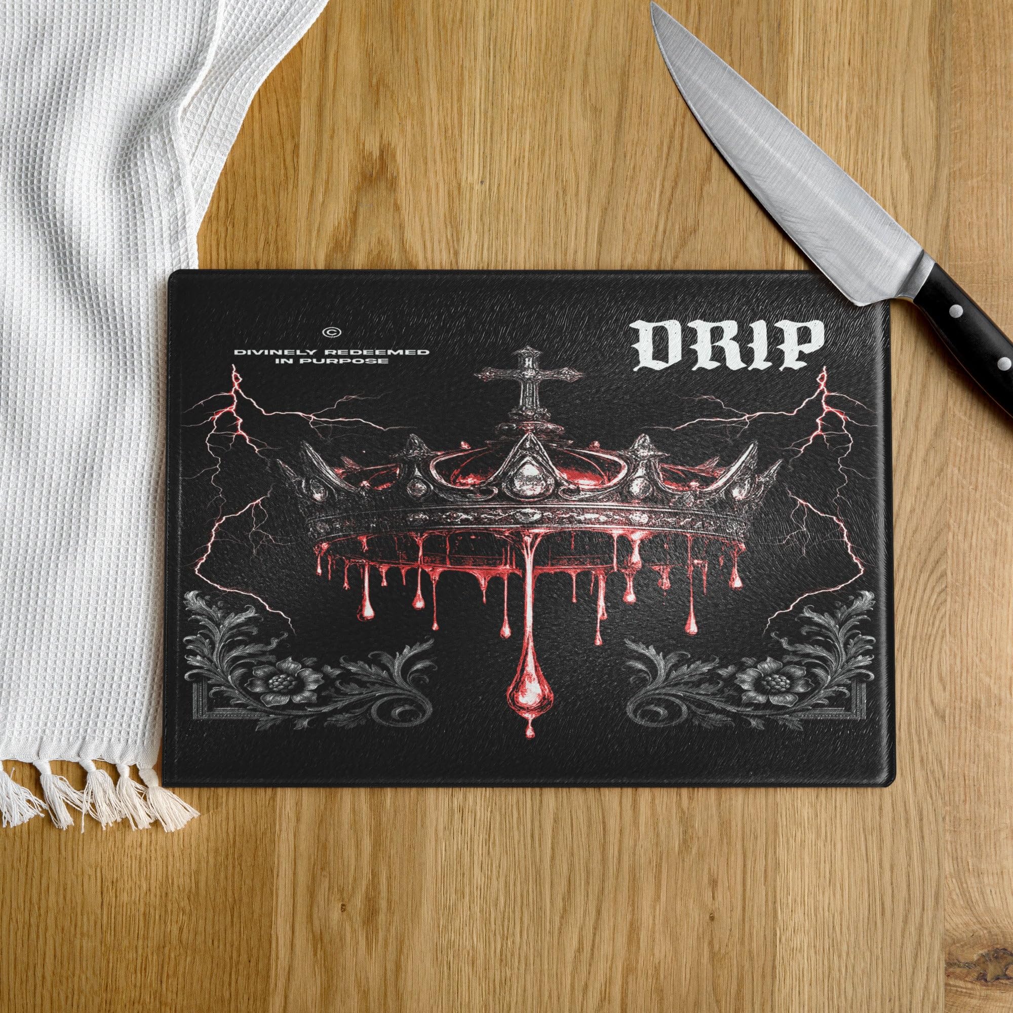 Planche à découper en verre Anoint Attire DRIP idéale pour sublimer vos apéritifs dinatoires