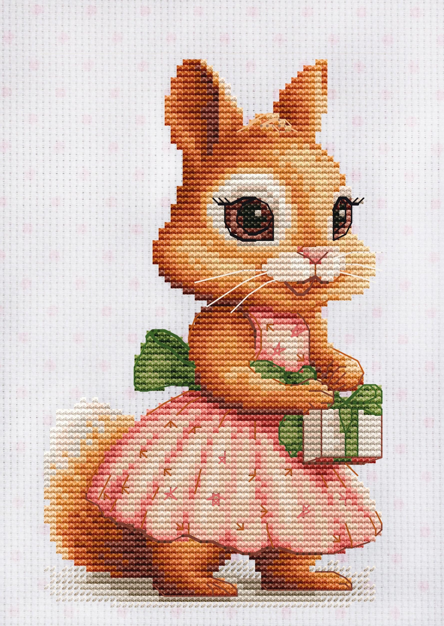 Luca-S The Squirrel's Gift Cross Stitch Kit B1414, Counted Cross Stitch Kit For Adults, Needlecraft And Embroidery Kit