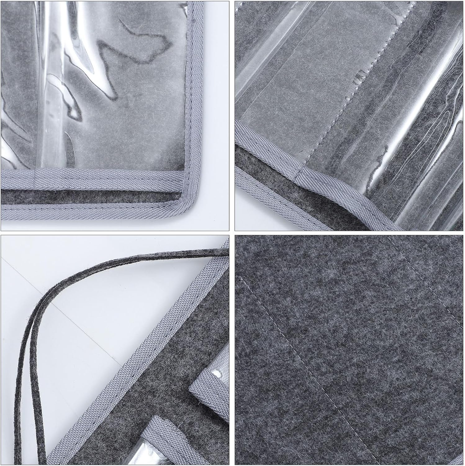 Hanging Glasses Storage Bag Wall Pouch Felt Dustproof Eyewear Organizer with Pocket Medium Gray for Household Wall Mount