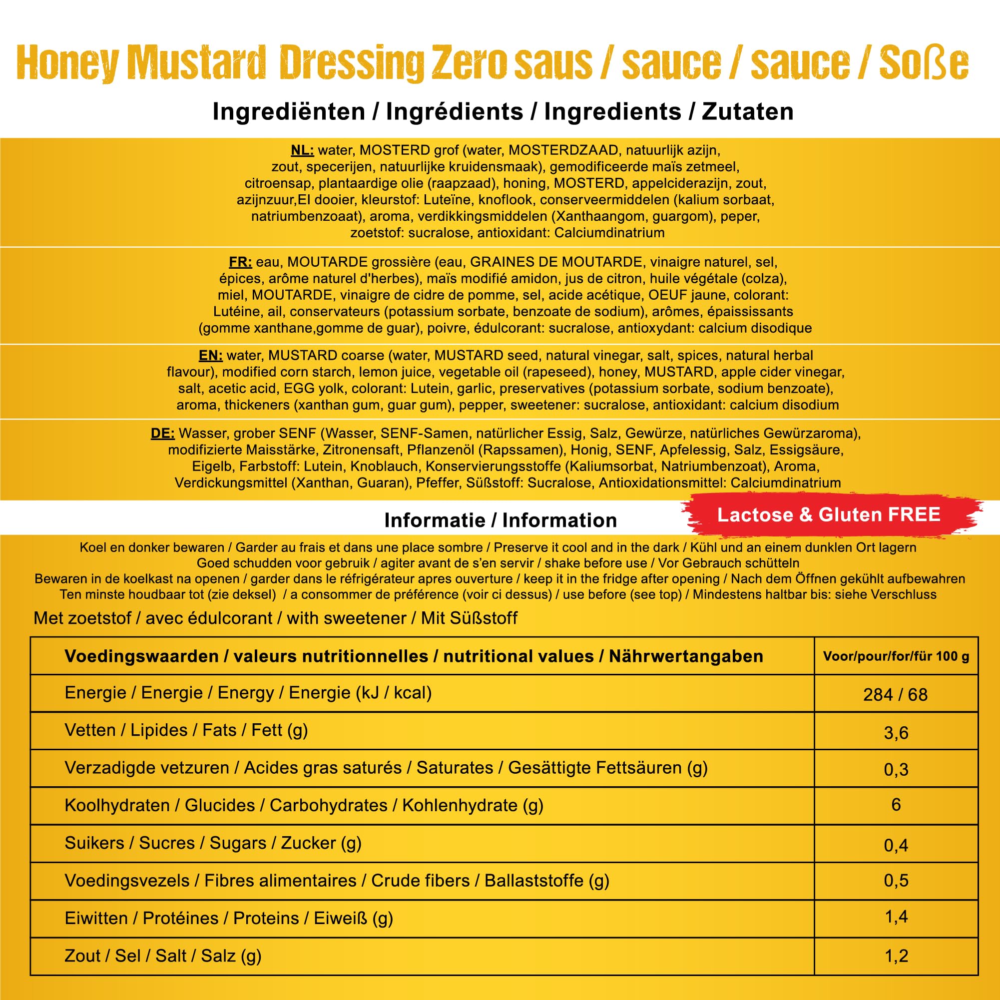 Rabeko Zero Salsa mostaza con miel sin azúcar baja en grasas 3 x 350 ml