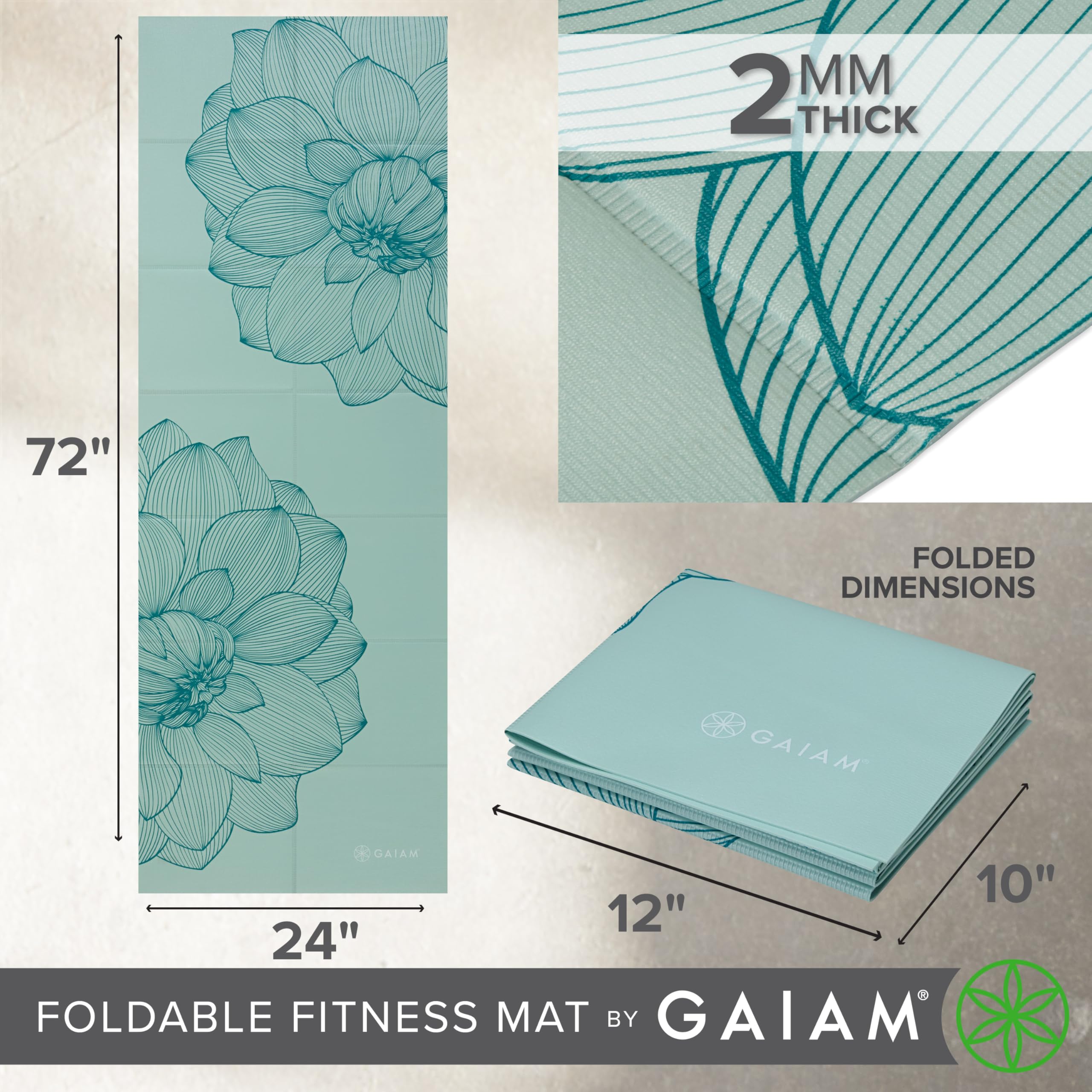 Gaiam, materassino da yoga pieghevole, 2 mm