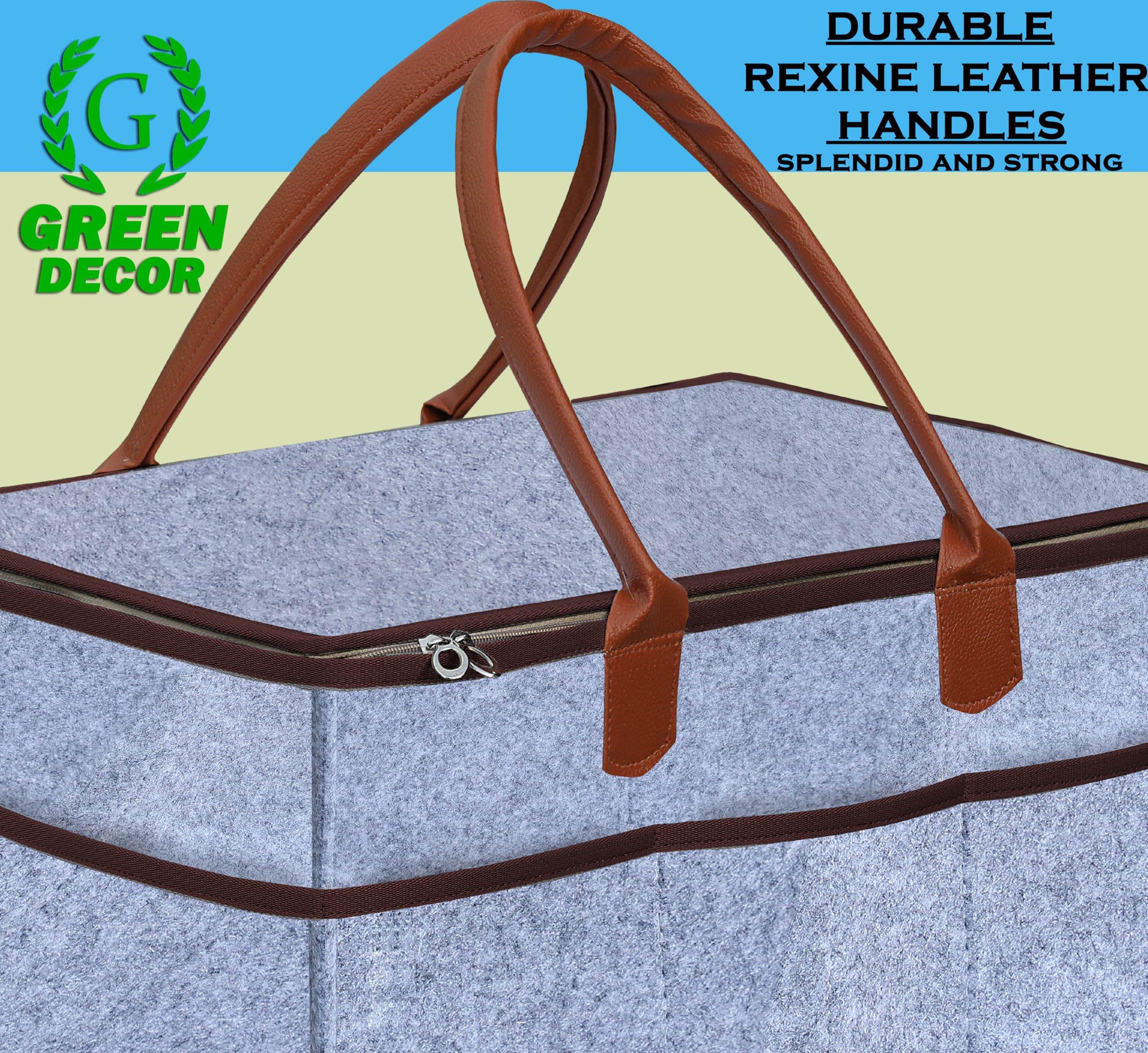 GREEN DECOR-Non Woven Fabric Diaper Caddy Bag with Handles & Zip Lock for Smart Mothers Baby Diaper Caddy Wipes Felt Storage Organizers,Foldable & Portable(Grey&Tan&Wine-15X10X8 Inch) - Image 3 thumbnail