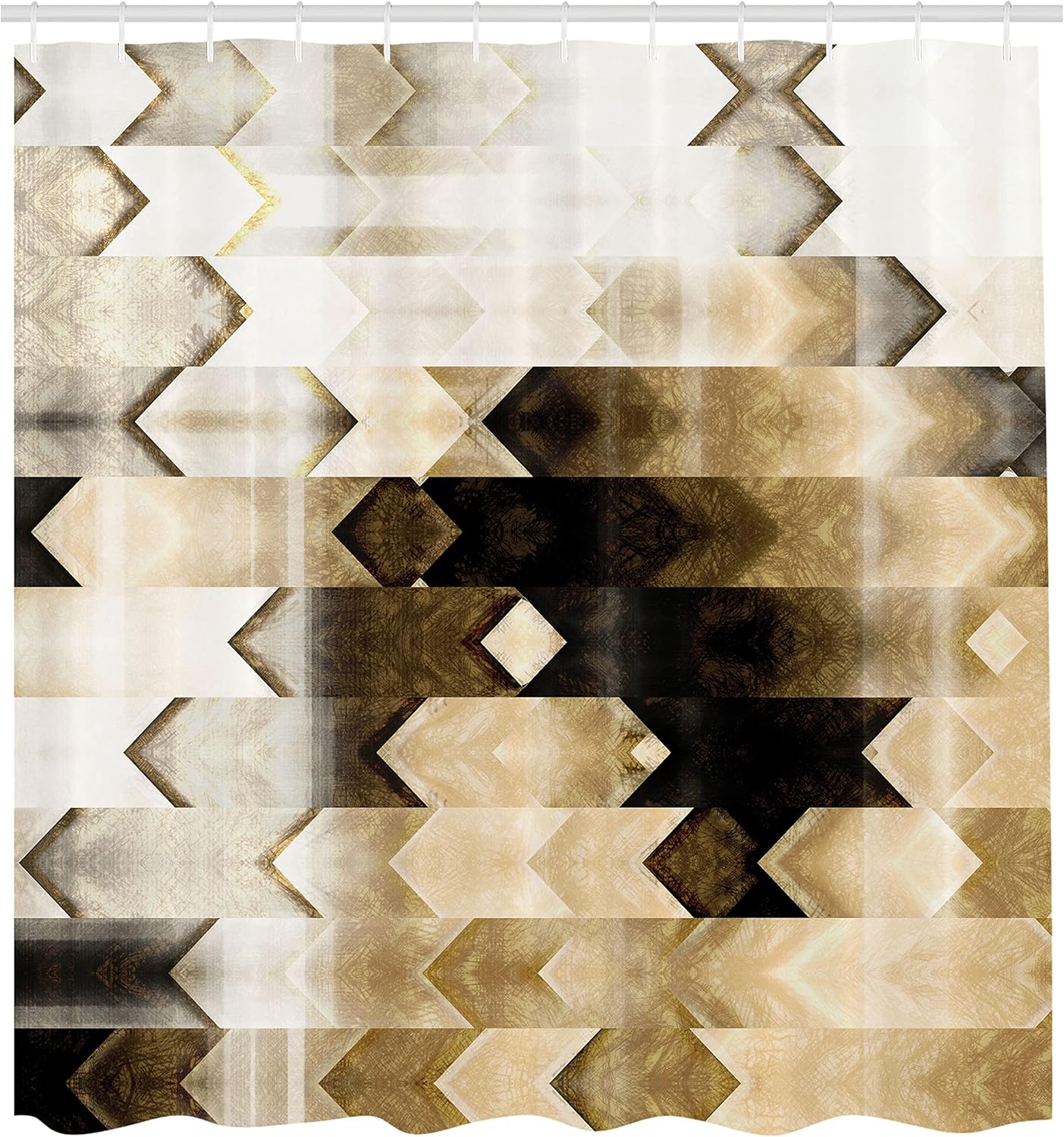 Ambesonne Abstract Shower Curtain, Geometrical Tiles in Triangle Cool Modern Design Art Print, Cloth Fabric Bathroom Decor Set with Hooks, 69" W x 75" L, Forest Green