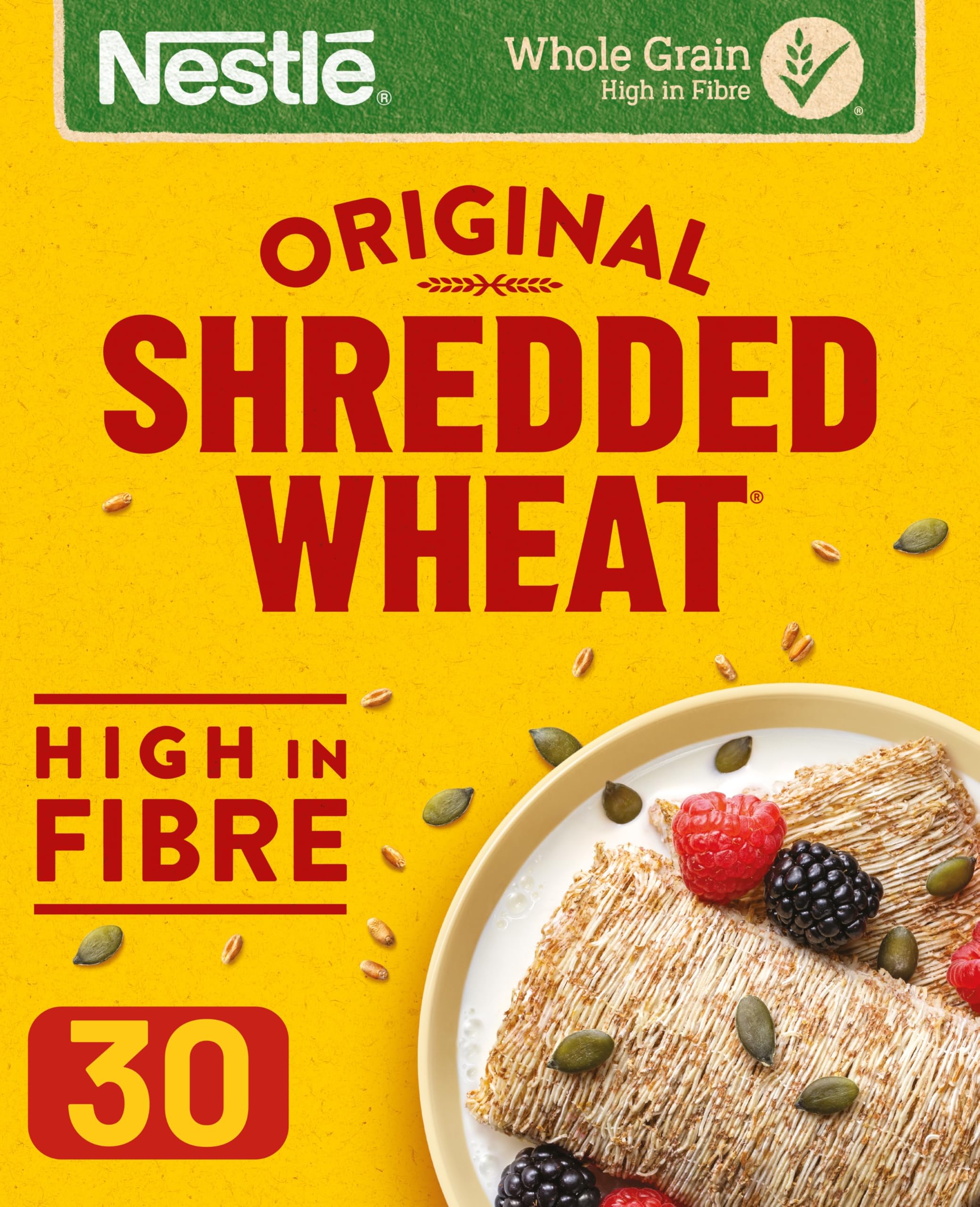 Nestlé Cereals - Shredded Wheat Breakfast Cereal - 30 Crunchy Wholegrain Biscuits, High Fibre, No Added Sugar