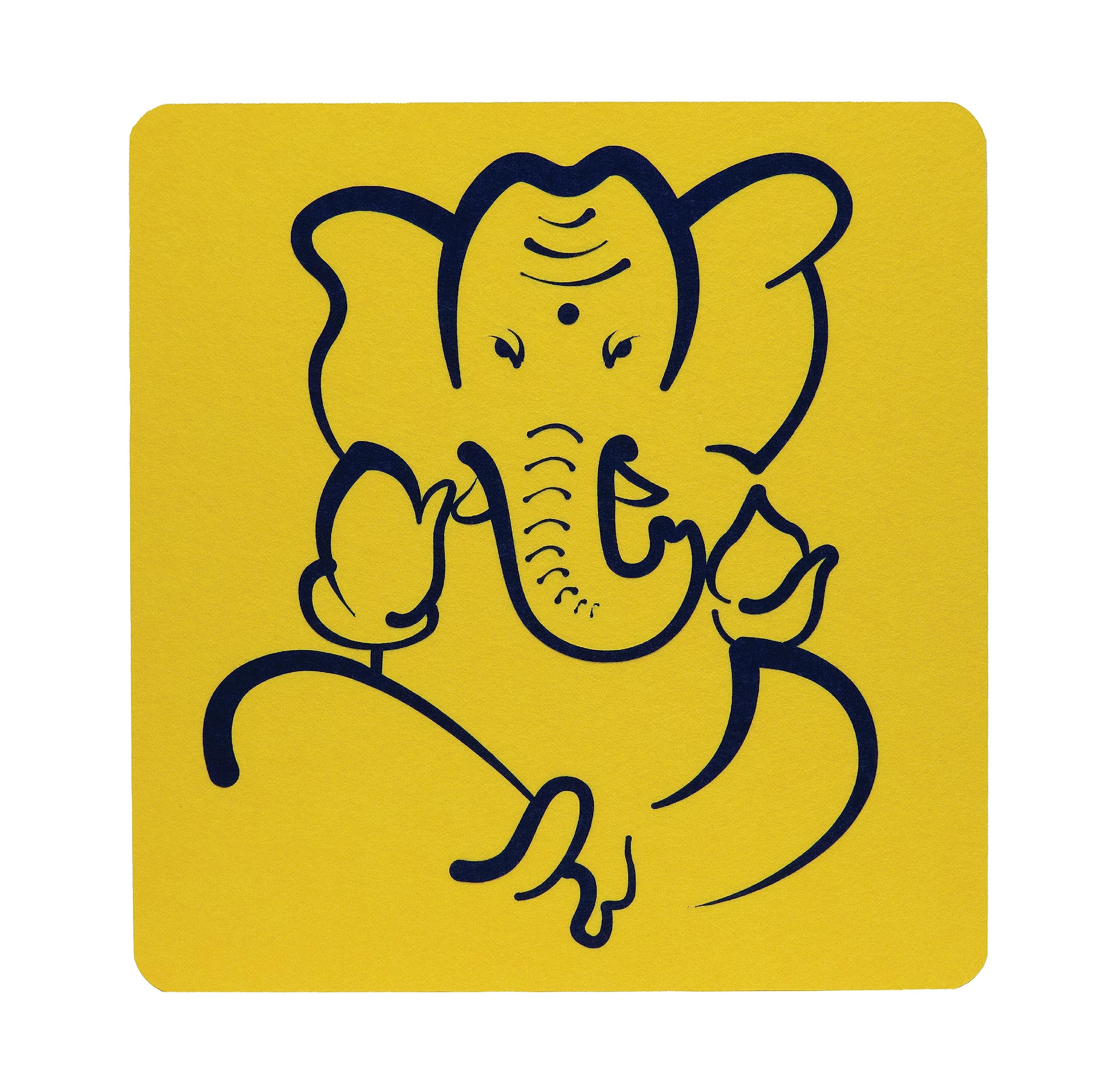 Acoustic.aeLord Ganesha PETFELT Acoustic Art Work (412 X 398 X 11 mm). Acoustic wall art for home, bedroom, living room, office. A product made in UAE. (Yellow, Navy blue)