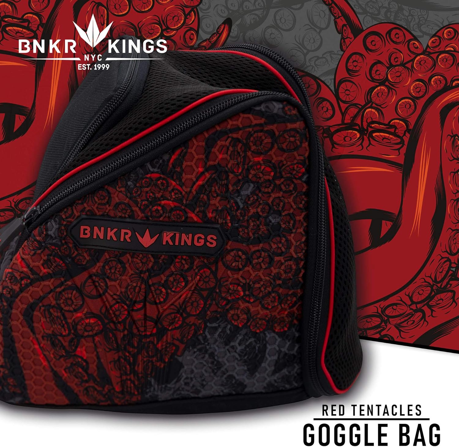 Bunkerkings Supreme Goggle Bag - Red Tentacles