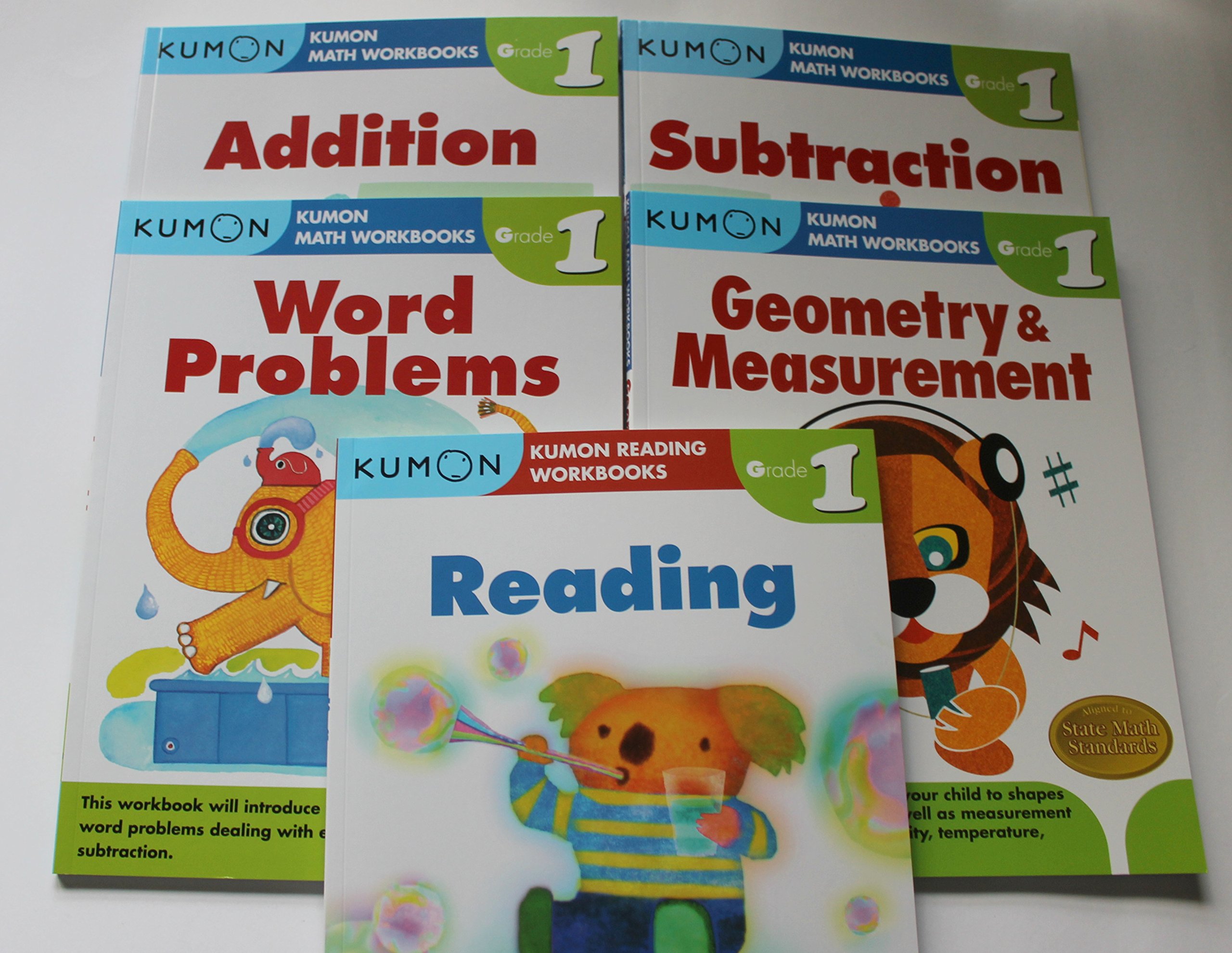Kumon Grade 1 Math+Verbal (5 books) - Reading, Addition, Subtraction, Geometry & Measurement and Word Problem