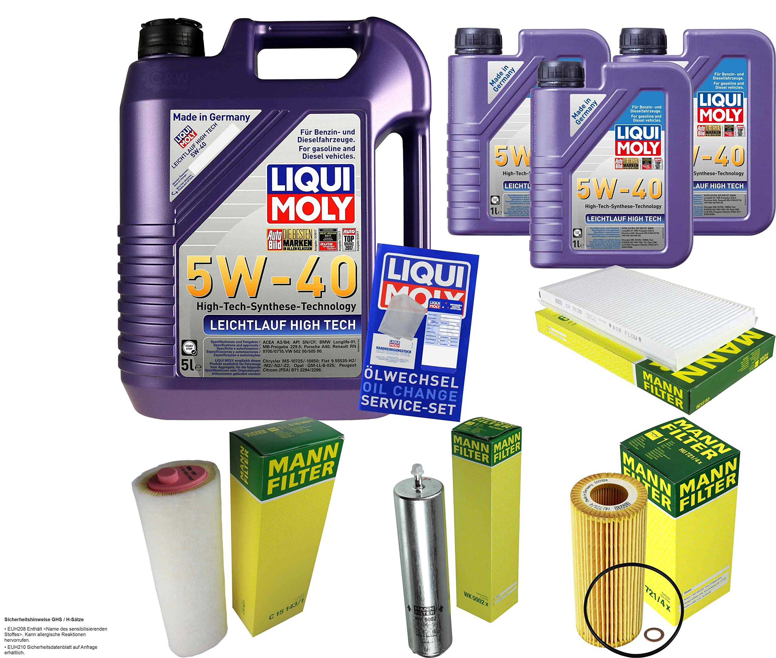 Pacchetto di ispezione 8 L LM LL High Tech 5W-40 + Pacchetto filtri Uomo 5 pezzi