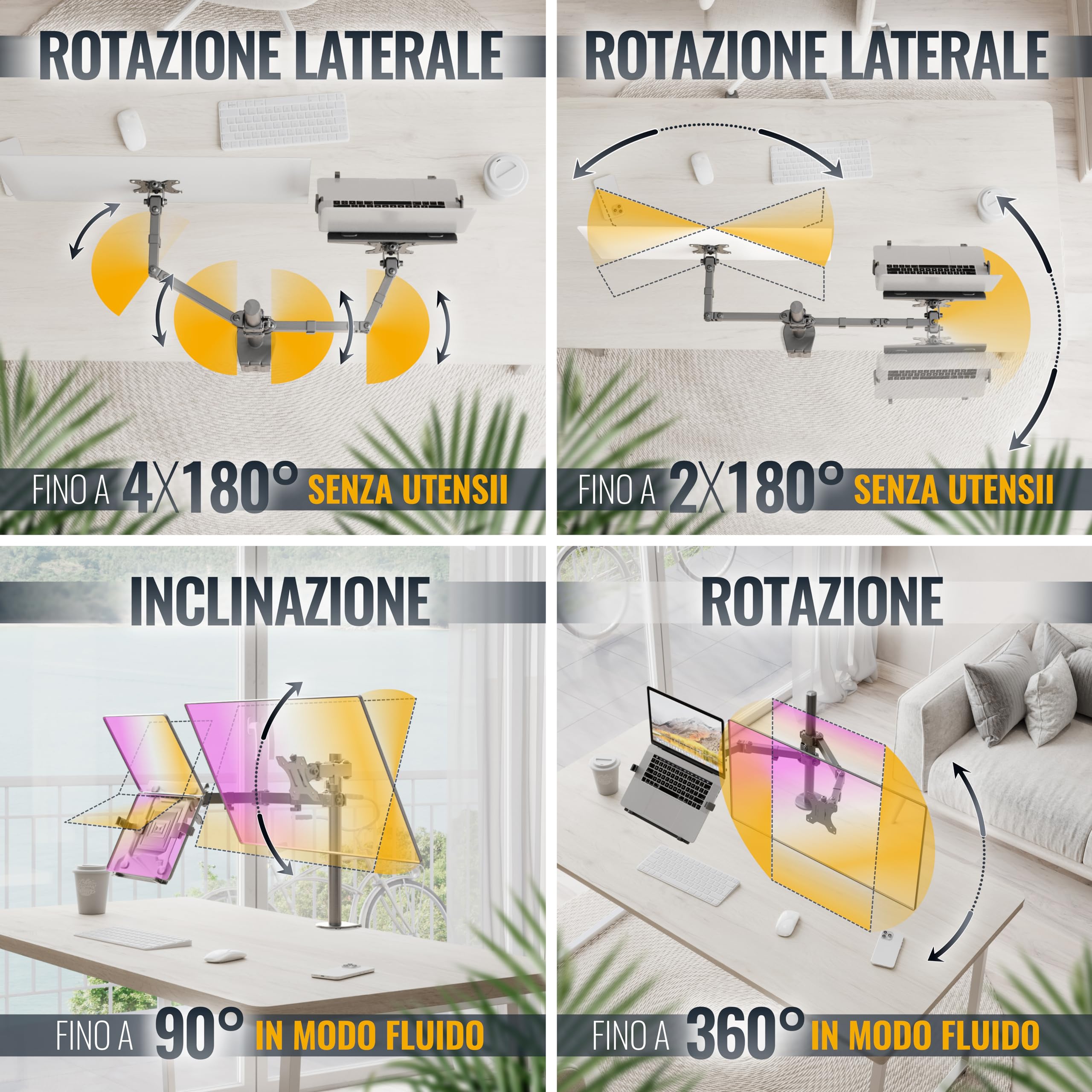RICOO TS7111 Supporto monitor da scrivania 13-34 pollici per 13 32 34 pollici girevole inclinabile fino a 8 kg max VESA 100x100