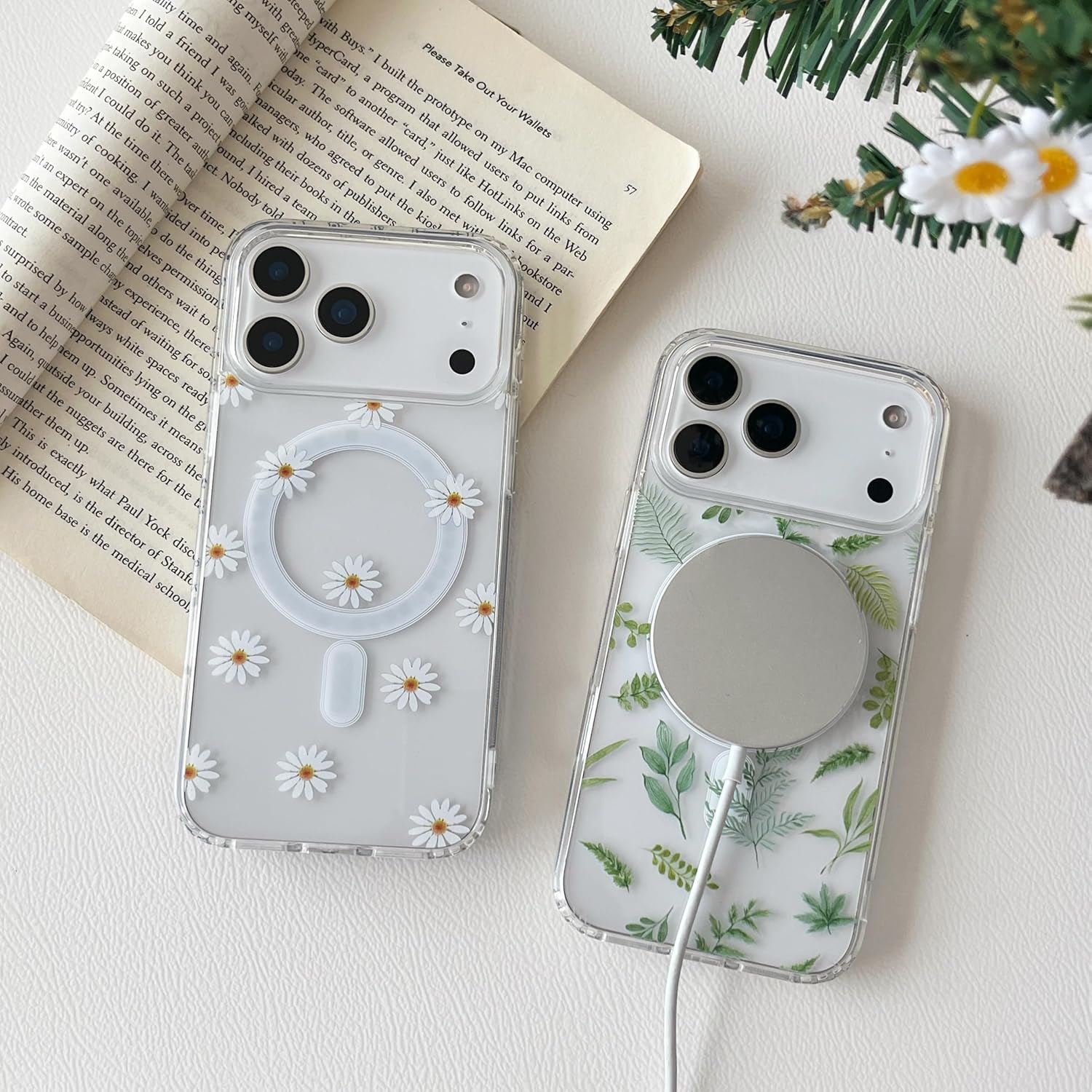 ZTOFERA for iPhone 17 Pro Max Magnetic Case Compatible with Magsafe,Aesthetic Floral Pattern Design Cute for Girl Women,Anti-Drop Protective Hard Phone Cover for iPhone 17 Pro Max-Daisy - Image 6
