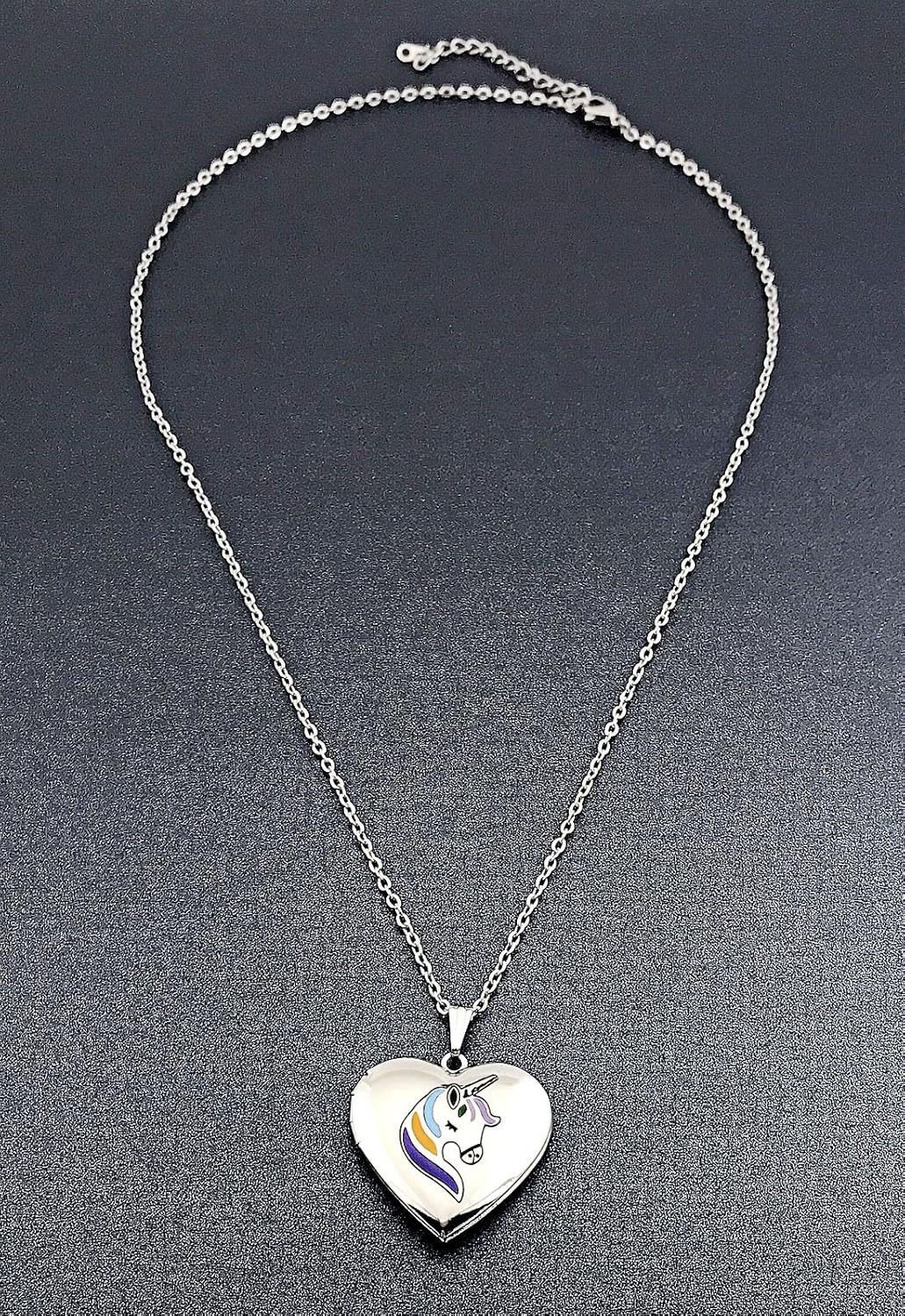 YOUFENG Unicorns Gifts for Her Love Heart Initial Letter Locket Necklace that Holds Pictures Enamel Locket Pendant Gifts for Women - Image 7