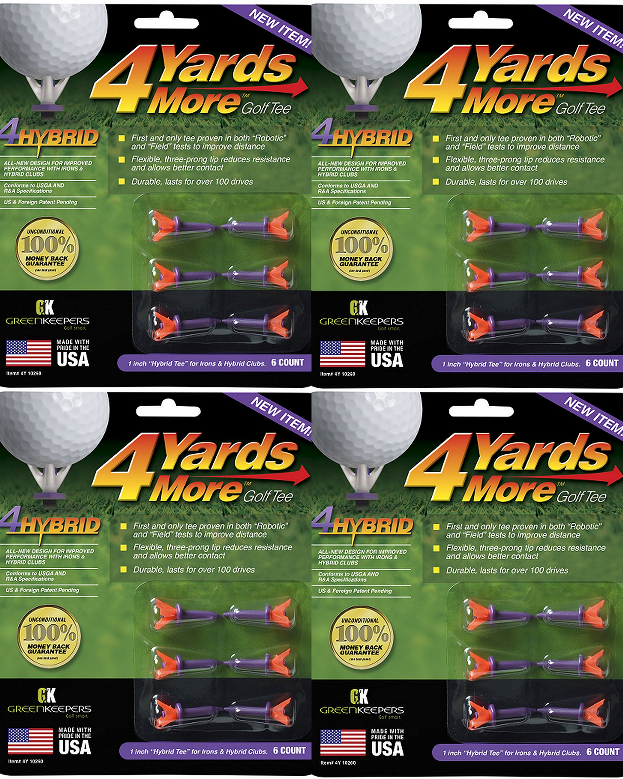 Sumabitar4 Yards More Golf Tees 1" - Purple - 4 Packs of 6 Tees - (11922)