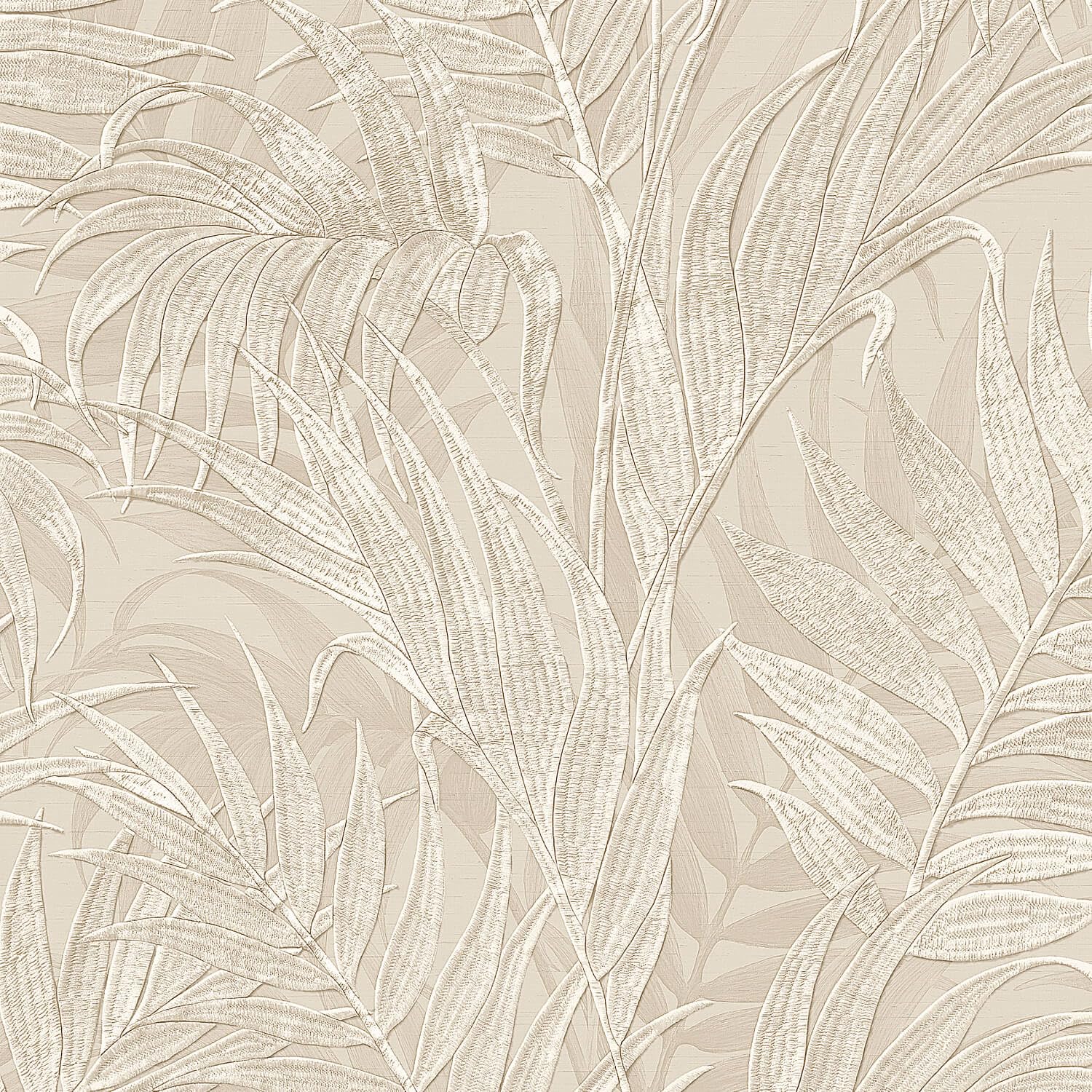 Profhome Palmen Tapete GR322102-DI Vliestapete creme perl-beige seiden-grau 0,53 m x 10,05 m / 5,33 m2