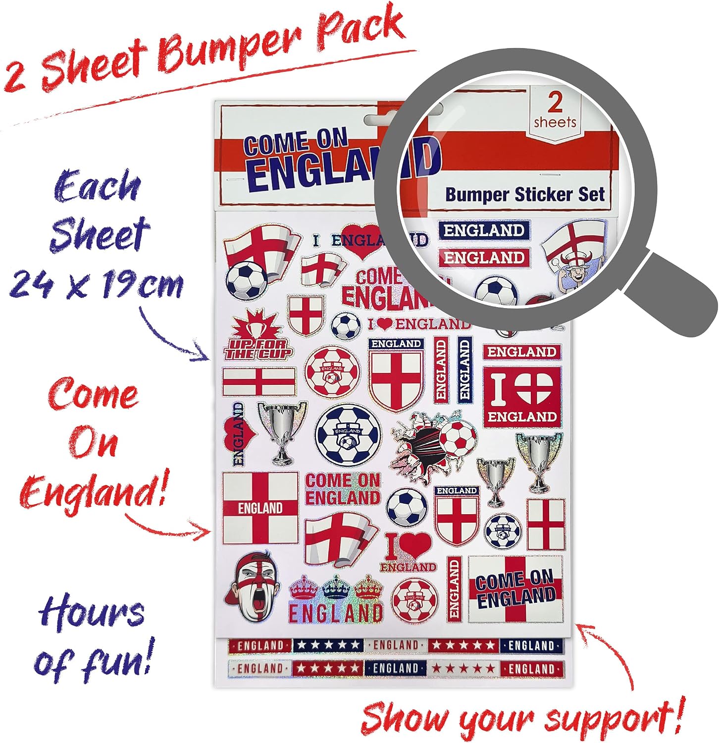 England Football Stickers, Over 85 Stickers, World Cup WC 2026 England National Team Soccer Sticker Pack, 2 Large Sheets - Image 3
