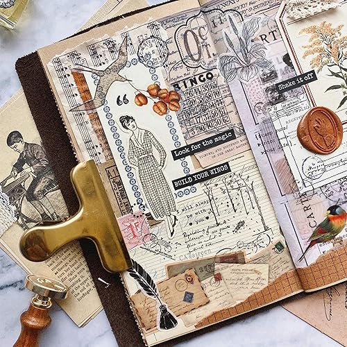 Miniatura 3 de CATaireen Kit de collage de muñecas de papel, 45 unidades, suministros de diario de basura, tarjetas vintage con imágenes