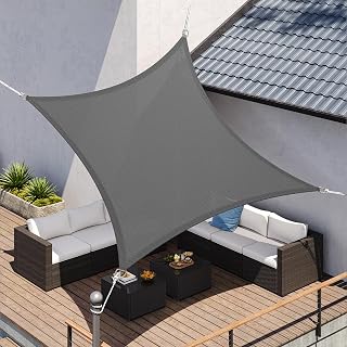 SONGMICS Sonnensegel 5 x 5 m, luftdurchlässig, UV-Schutz, HDPE Kunststoff
