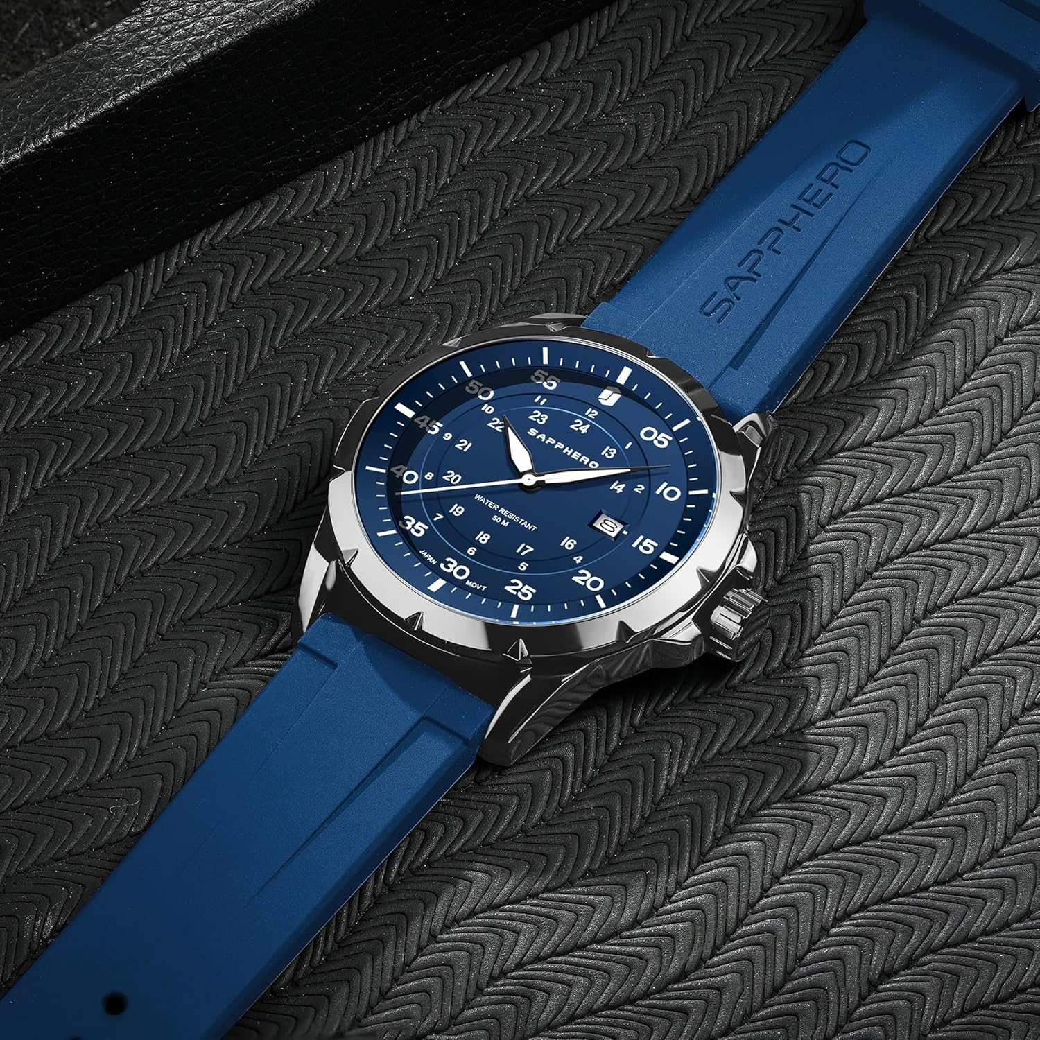 SAPPHERO Mens Watch 50M Waterproof Luminous Quartz Analog Watches with Date Display Casual Stylish Work Business Classic Silicone Strap Men's Wrist Watches Elegant Gifts for Men