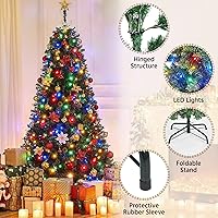 Vista 76 de Yaheetech 7.5ft Pre-lit Spruce Artificial Christmas Tree Snow Flocked Hinges Tree with 550 Multicolor LED Lights & 1284 Branch Tips & Metal Stand