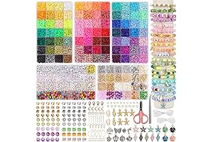 QUEFE Clay Beads, 14700pcs Flat Round Spacer Clay Beads in 84 Colors...