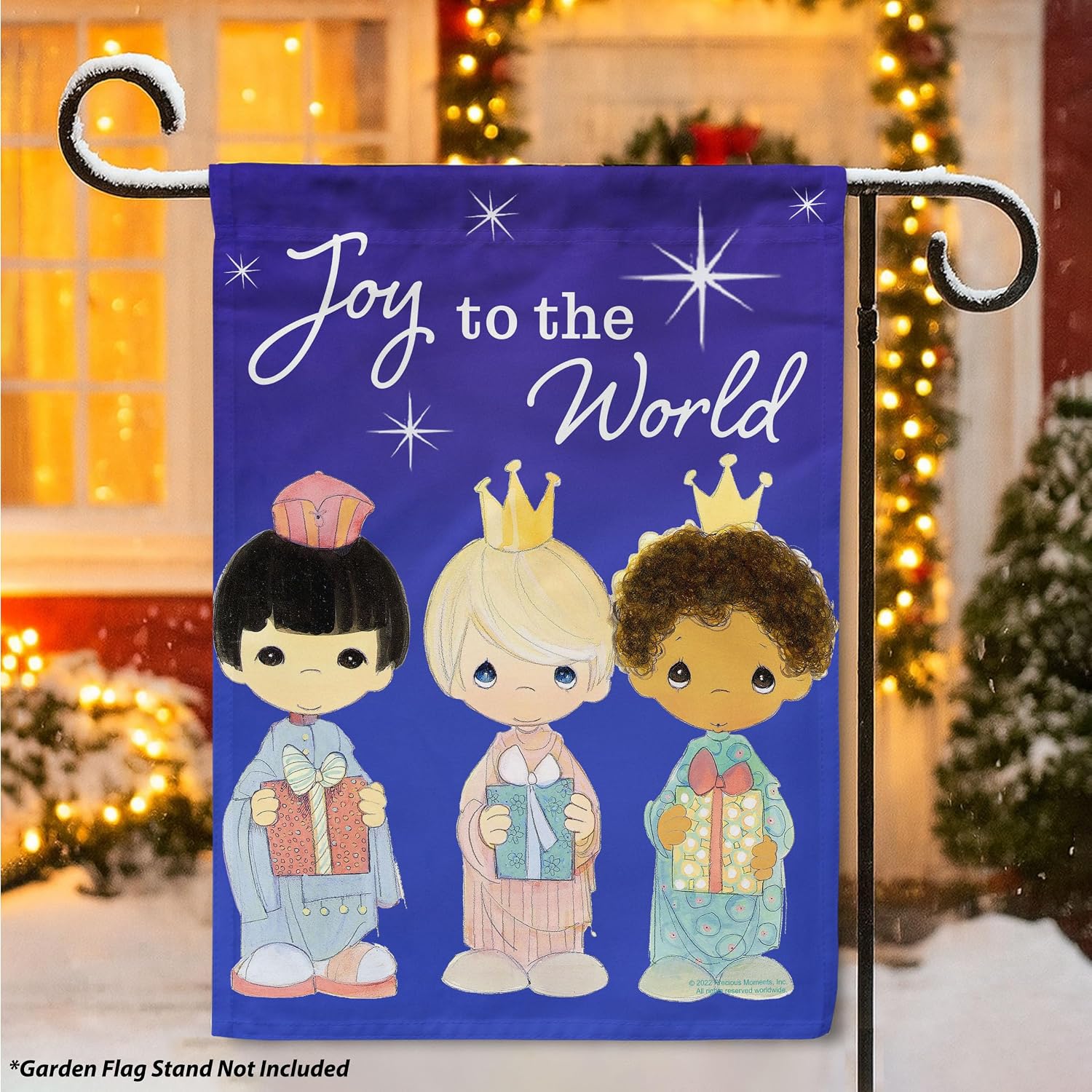 Flagology, Precious Moments Joy to the World Wise Men – Garden Flag 12" x 18", Outdoor Flag, Exclusive Premium Fabric, Licensed Precious Moments, Christmas
