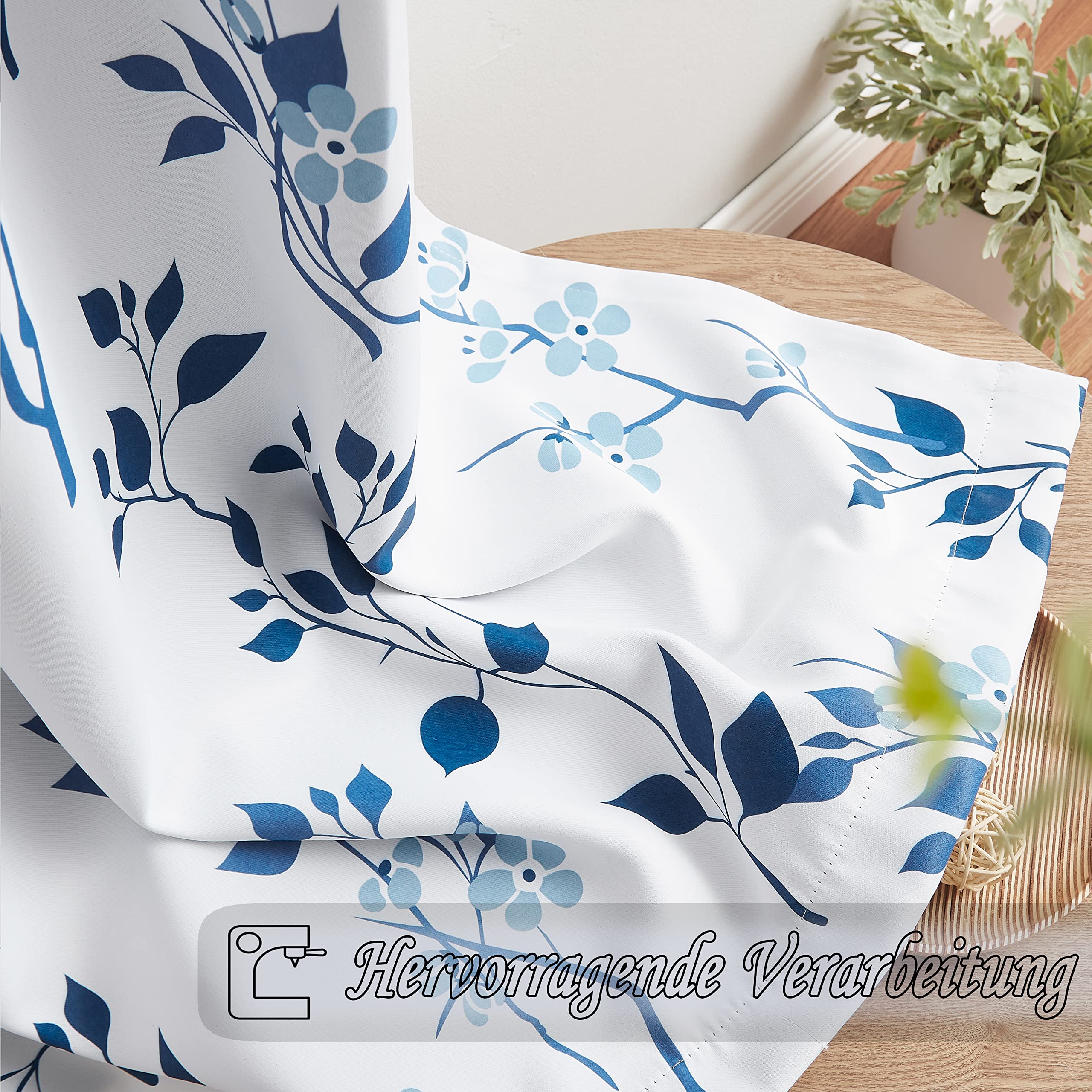 Beauoop Verdunkelungsvorhänge 2er Set – Blickdicht, Farbverlauf Mit Geometrischem Muster, 132x175 Cm (BxH)