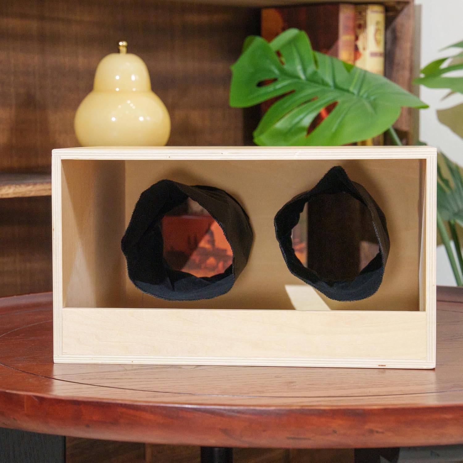 Montessori Mystery Box – Wooden Stereognostic Touch Box, 34cm(13.3in) Geometric Solids Sensory Activity, Tactile Discrimination Fine Motor Skills Toy for Object Permanence, Classroom Kids Toddlers 3-6