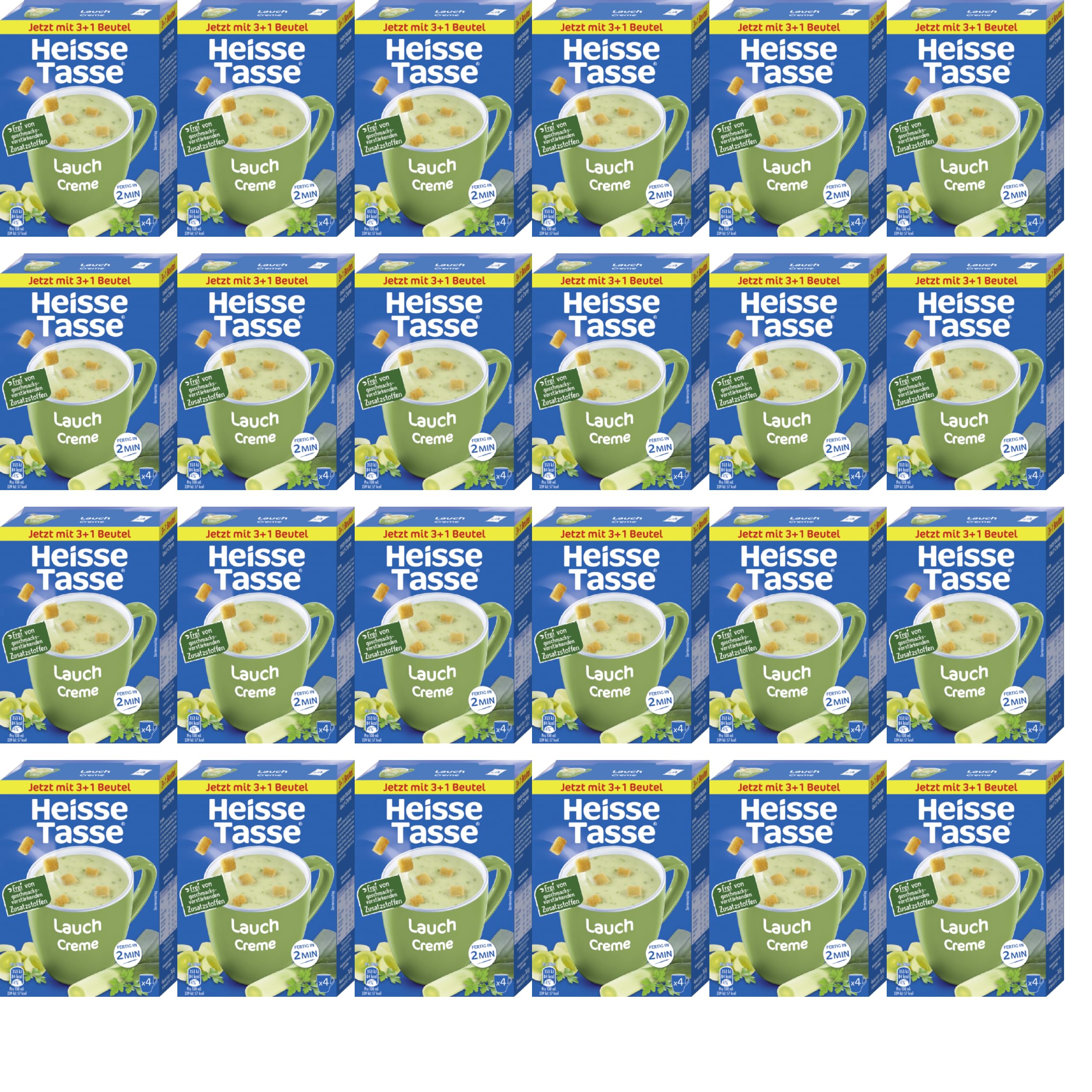 Heiße Tasse Lauch Creme Vorteilspack Suppe, 24er Set | 96 Suppenportionen, cremiger Lauchgeschmack, schnelle Zubereitung, ideal für Zuhause, Büro oder Vorrat
