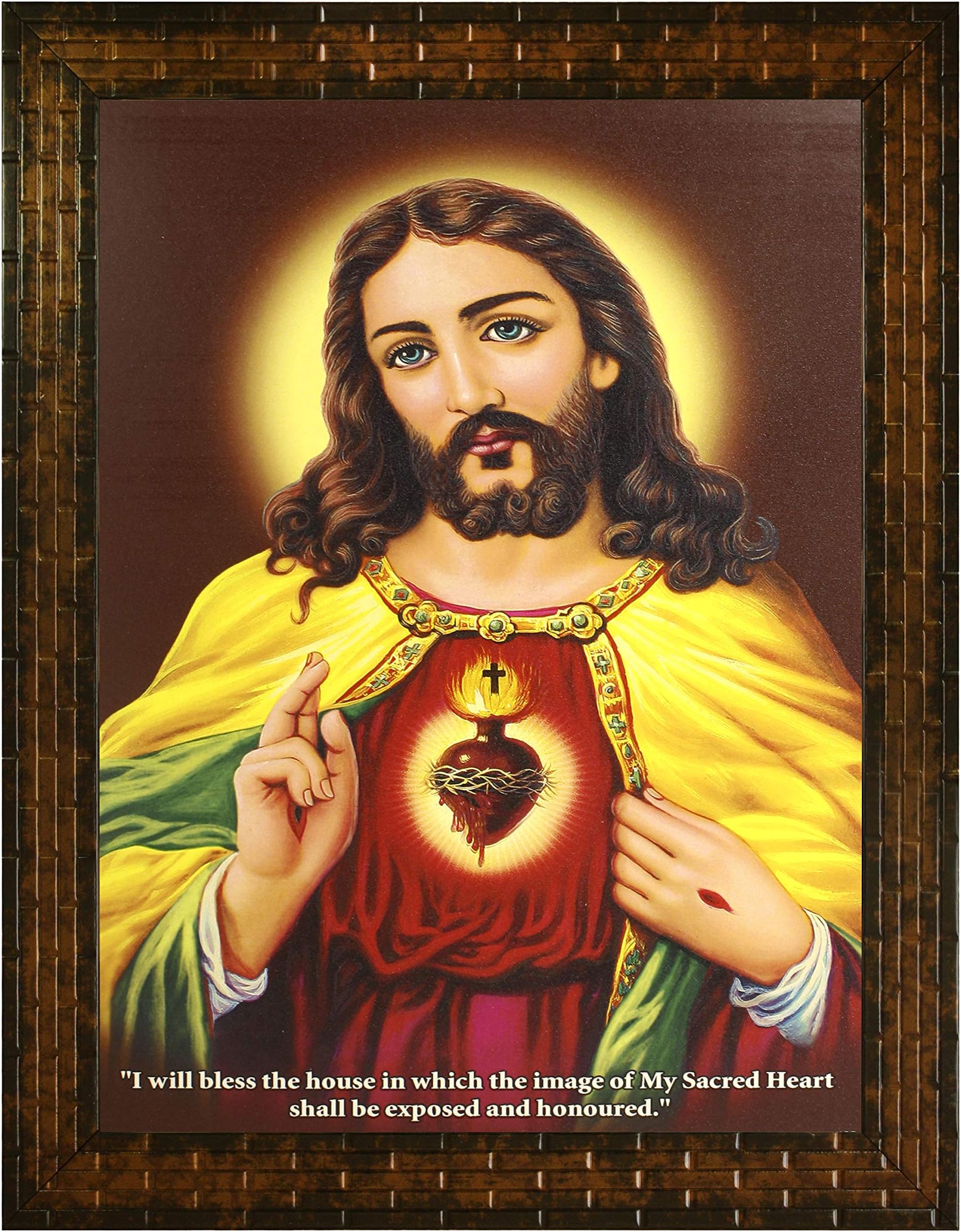 Indianara GOD JESUS Painting -Synthetic Wood, 27x30.5x1cm, Multicolour