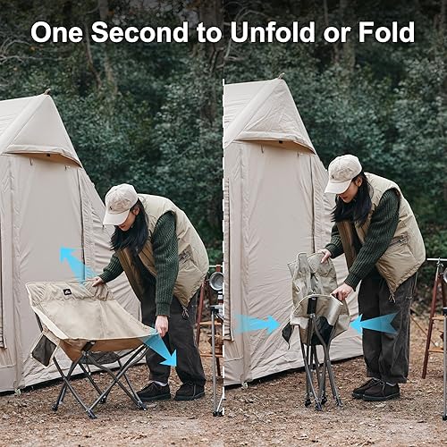 Miniatura 5 de Naturehike Silla plegable para camping, silla compacta portátil para exteriores, silla plegable y cómoda, resistente para viajes, picnic,