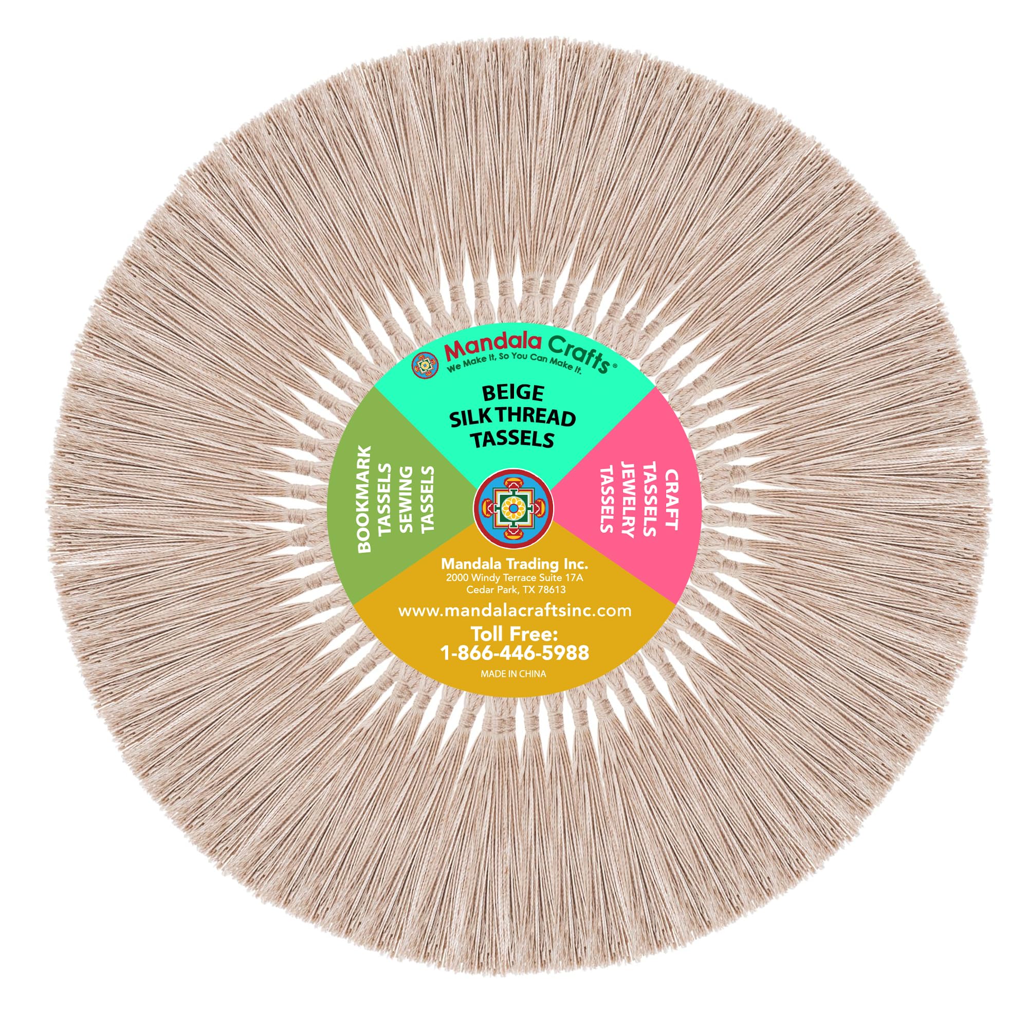 Mandala Crafts 100 Beige Silky Bookmark Tassels with Loops for Crafts