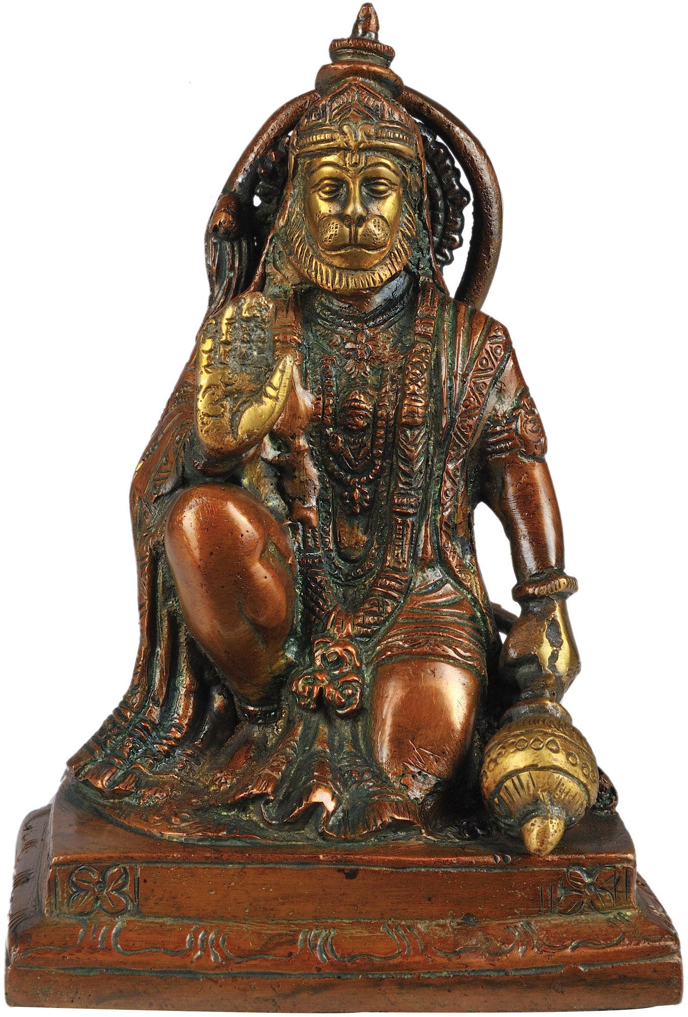 Statue Hanuman en laiton Exotic India : chef-d'œuvre artisanal d'Asie pour salon