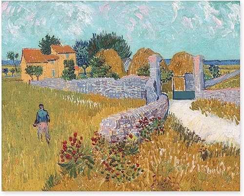 CLOUD NINE PRINTS  Arte de granja en Provenza, impresión de Van Gogh - Arte de pared de cielo turquesa, decoración de granja de pajares de verano,