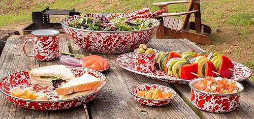 Miniatura 2 de Golden Rabbit Esmalte - Patrón de remolino rojo - 5qt Catering Bowl