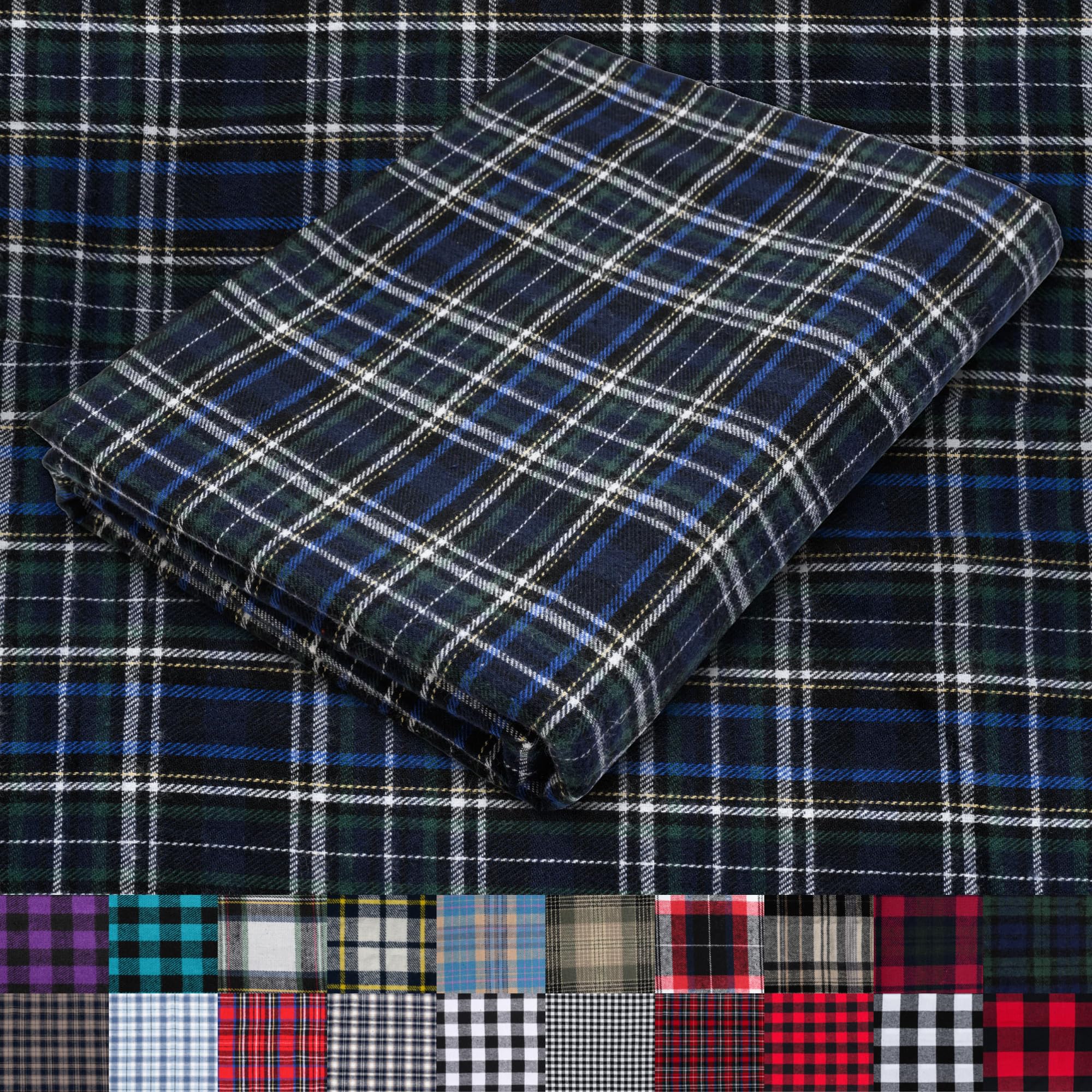 Pico Textiles 1 Yard Blue and Green Blackwatch Tartan Plaid Flannel Fabric - 60" Wide - 100% Cotton - Sold by The Yard - for Shirts, Scarves, Pajamas & Receiving Blankets — view 79