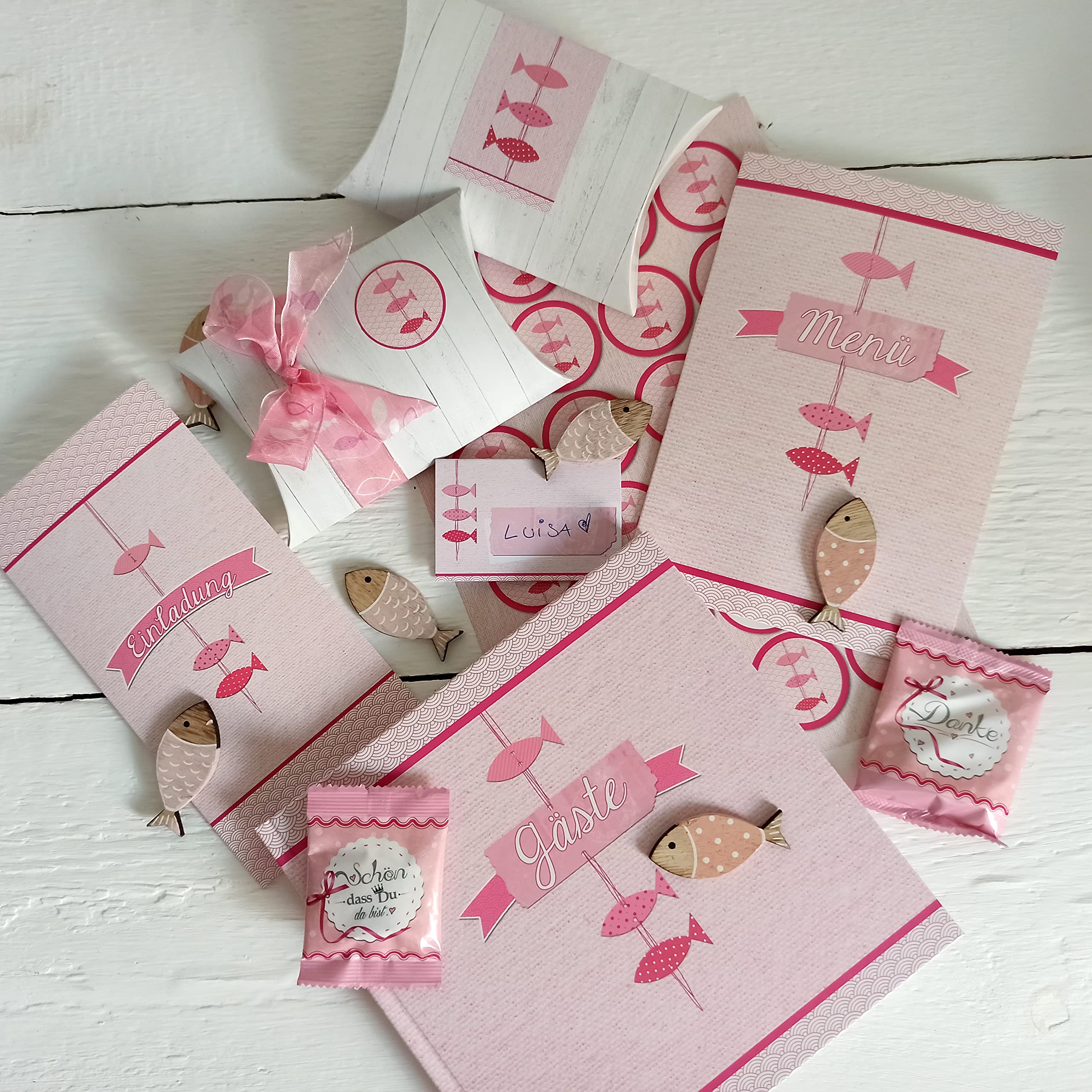 Logbuch-Verlag 200 Give-Aways Schön dass du da bist Gummibärchen rosa pink mini Geschenke für Gäste Hochzeit Event Veranstaltung