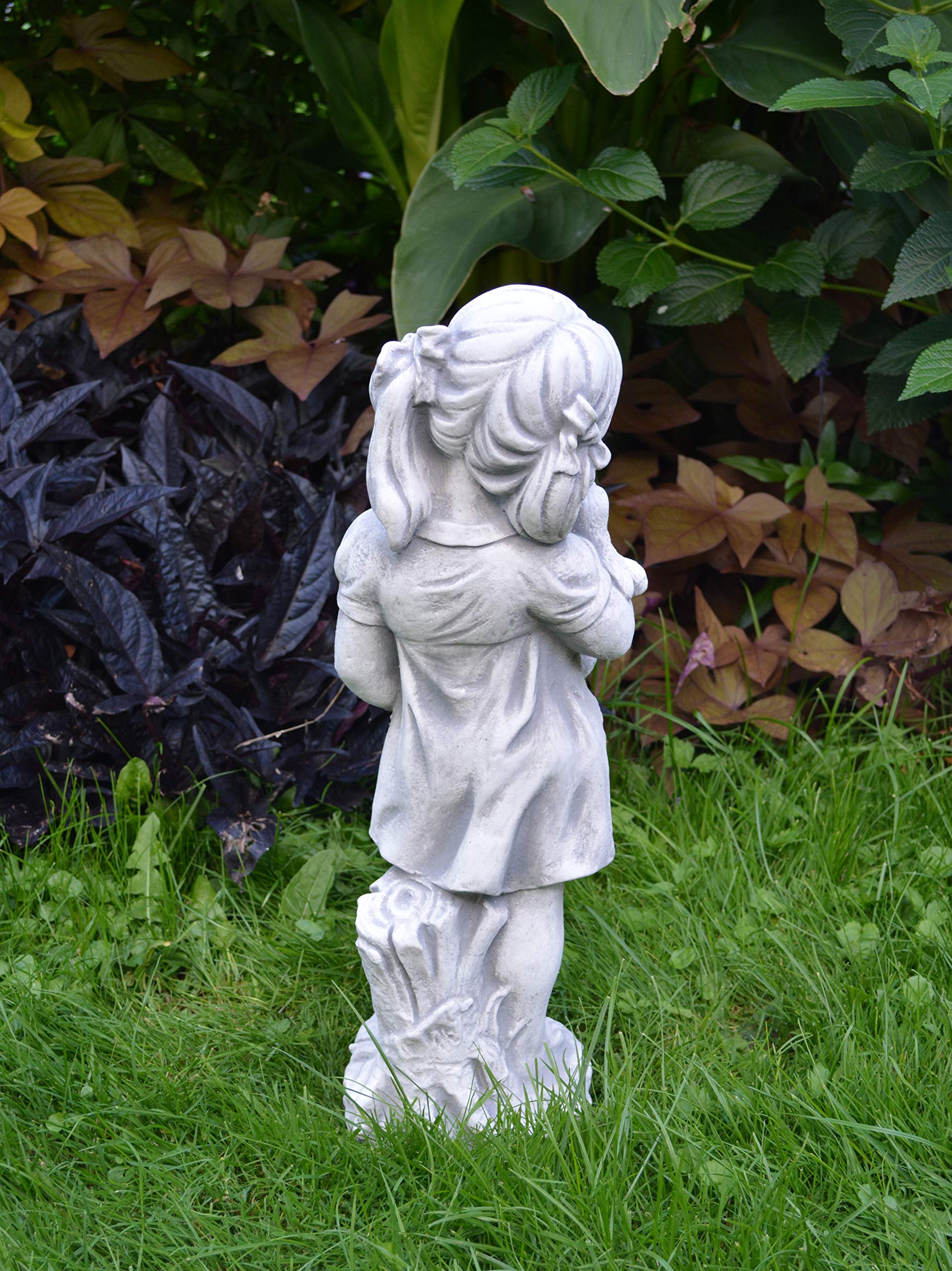gartendekoparadies.de Set Ragazzo e Bambina Figura Pietra H 42/43 cm 12 kg Grigio Resistente al Ghiaccio per Esterni
