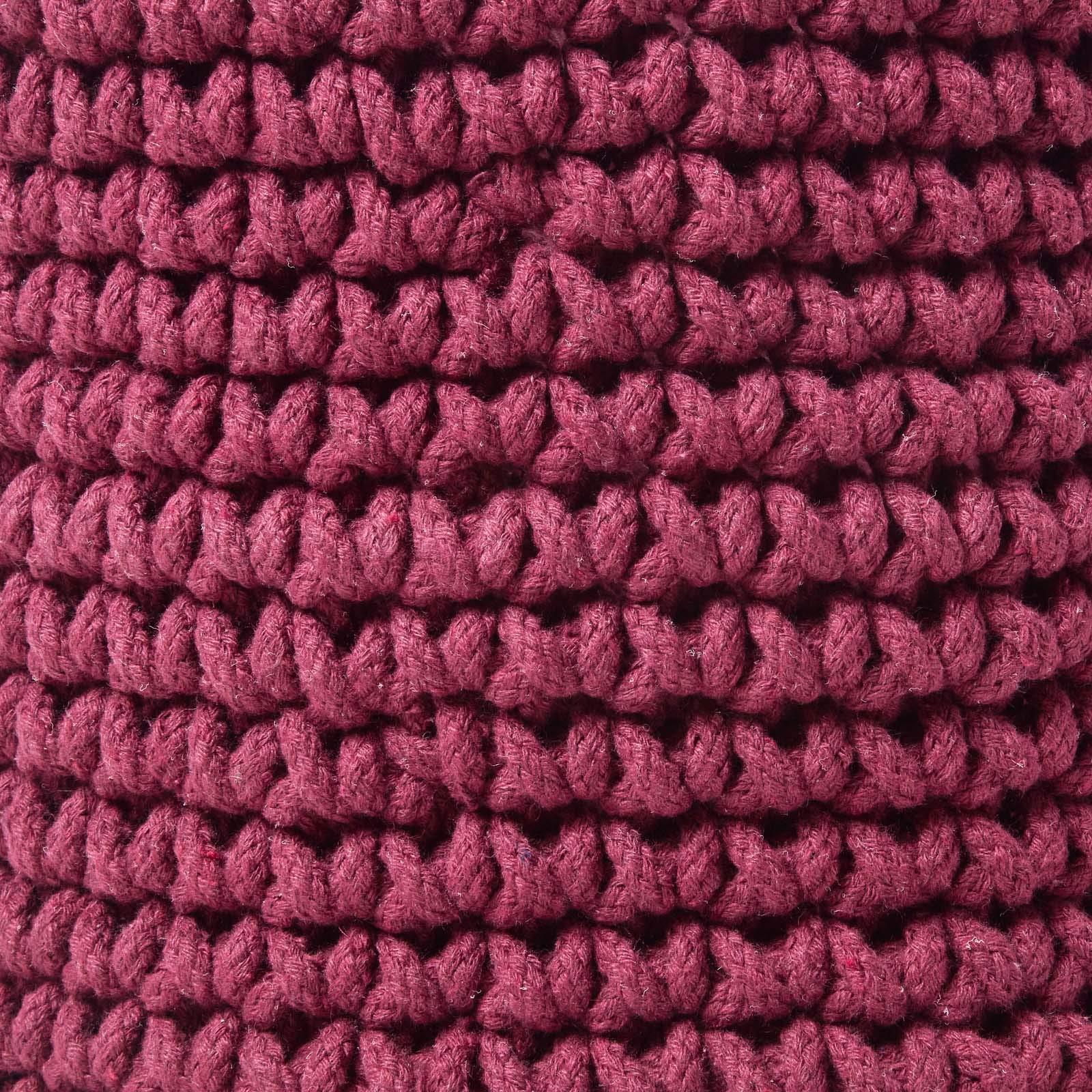 HOMESCAPES gestrickter Aufbewahrungskorb in lila, runder Strickkorb/Stoffkorb 42 x 37 cmaus 100% Baumwolle mit Grobstick-Optik, pflaume