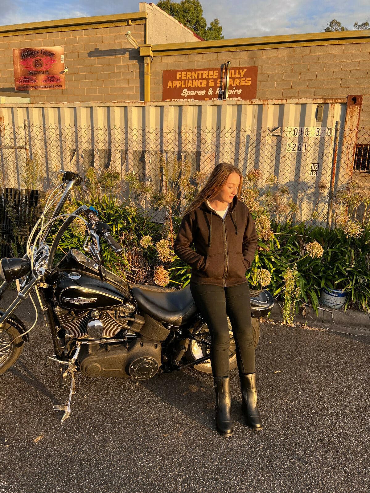 Bikers Gear Australia Ladies Black Crossfire Fully Kevlar Lined Hoodie Motorcycle Jacket with 1621-1 5Piece Removable Armour Parent